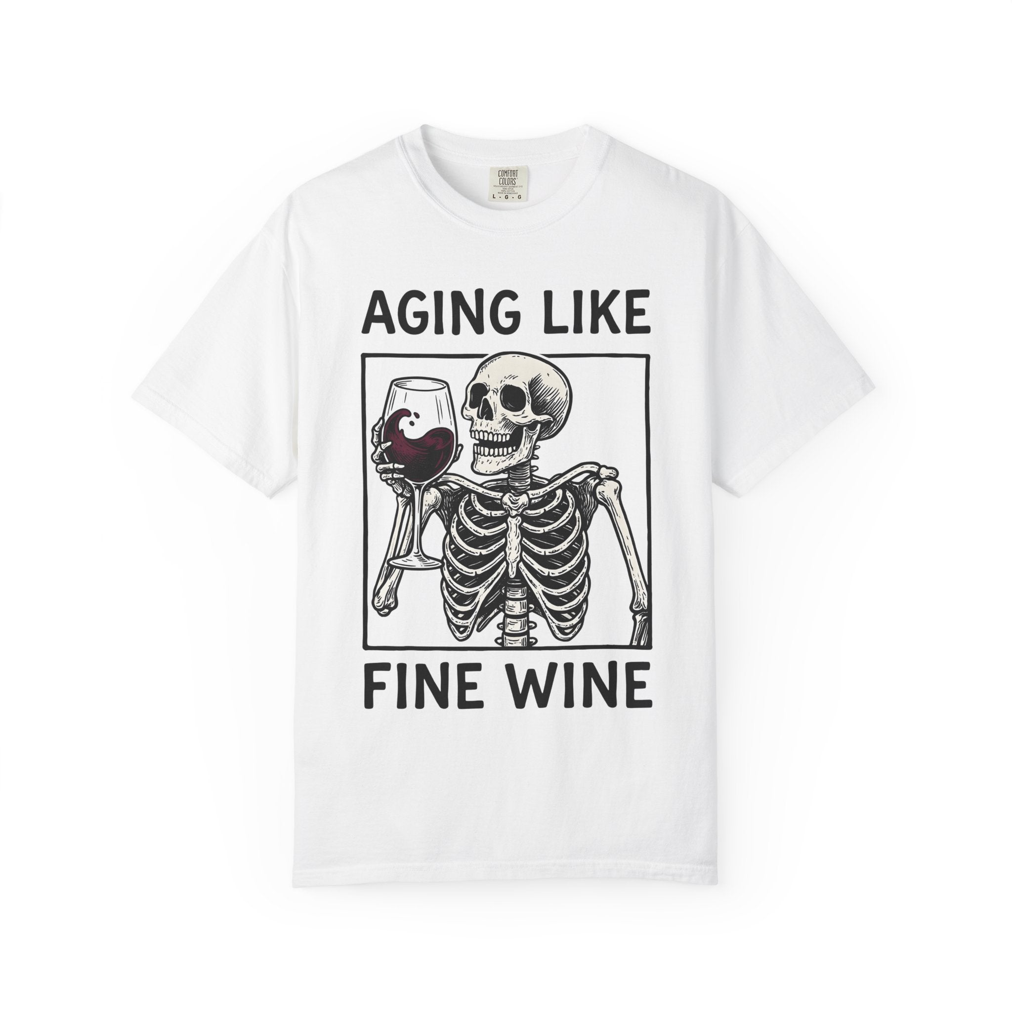 Skeleton Wine Glass Shirt Wine Humor Gift Women Vintage Tee Wine Glass T-Shirt Wine Fan Retro Tshirt Funny Graphic Hand Drawn Wine Tshirt