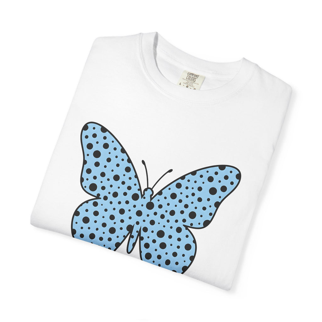 Butterfly Shirt Easter Flowers Gift Women Simple Tee Butterfly T-Shirt Easter Fan Minimalist Tshirt Floral Graphic Contemporary Dots Tshirt