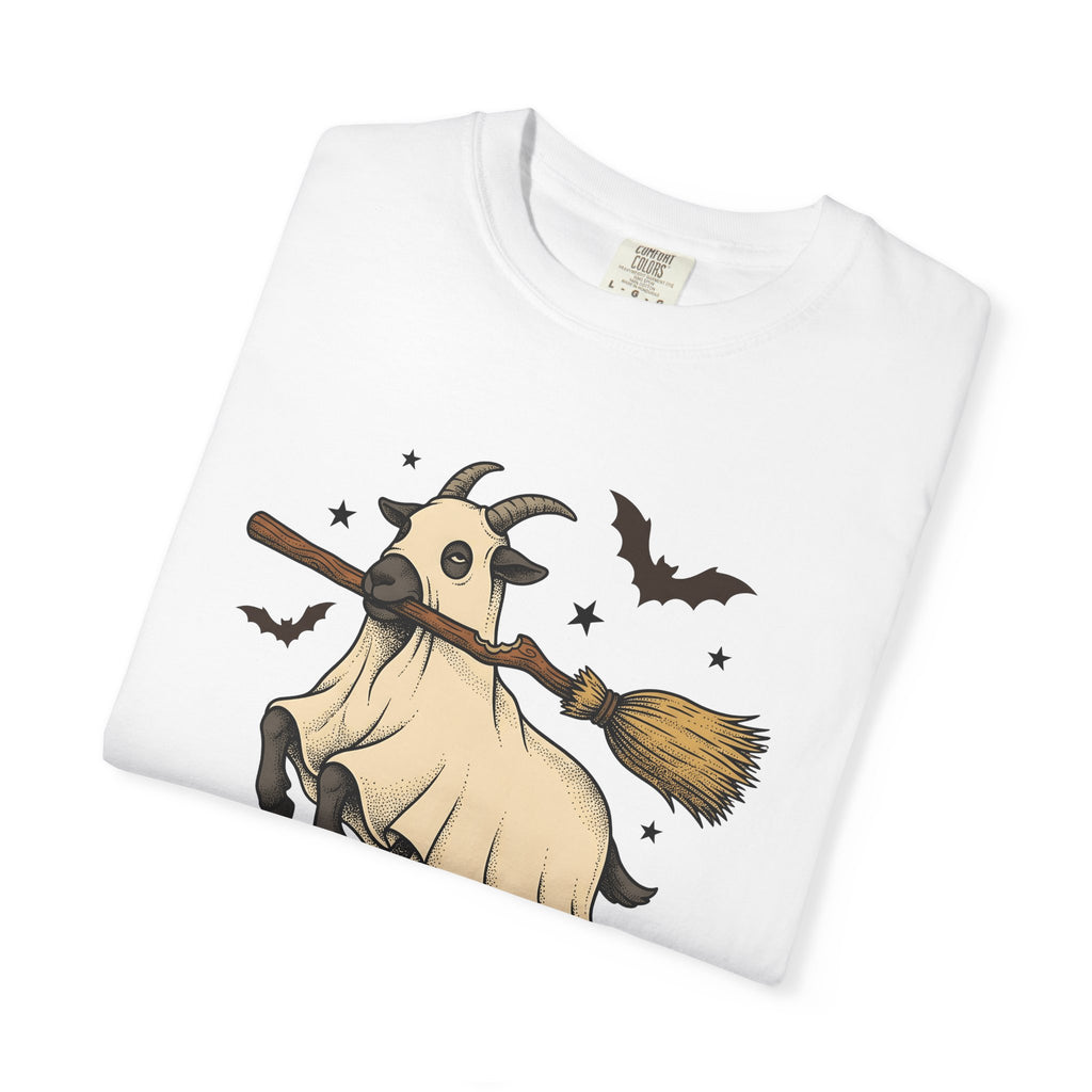 Goat Mask Shirt Halloween Barnyard Gift Women Old School Tee Animal Mask T-Shirt Horror Fan Creepy Tshirt Farm Graphic Pen Illustration