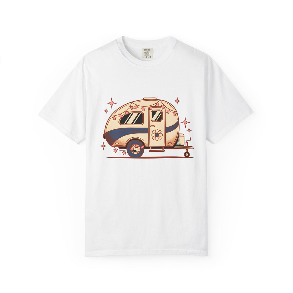 Camper Van Shirt America 4Th Of July Camping Gift Women Retro Tee Motorhome T-Shirt Patriot Fan Vintage Camper Graphic Tshirt Vintage Stars