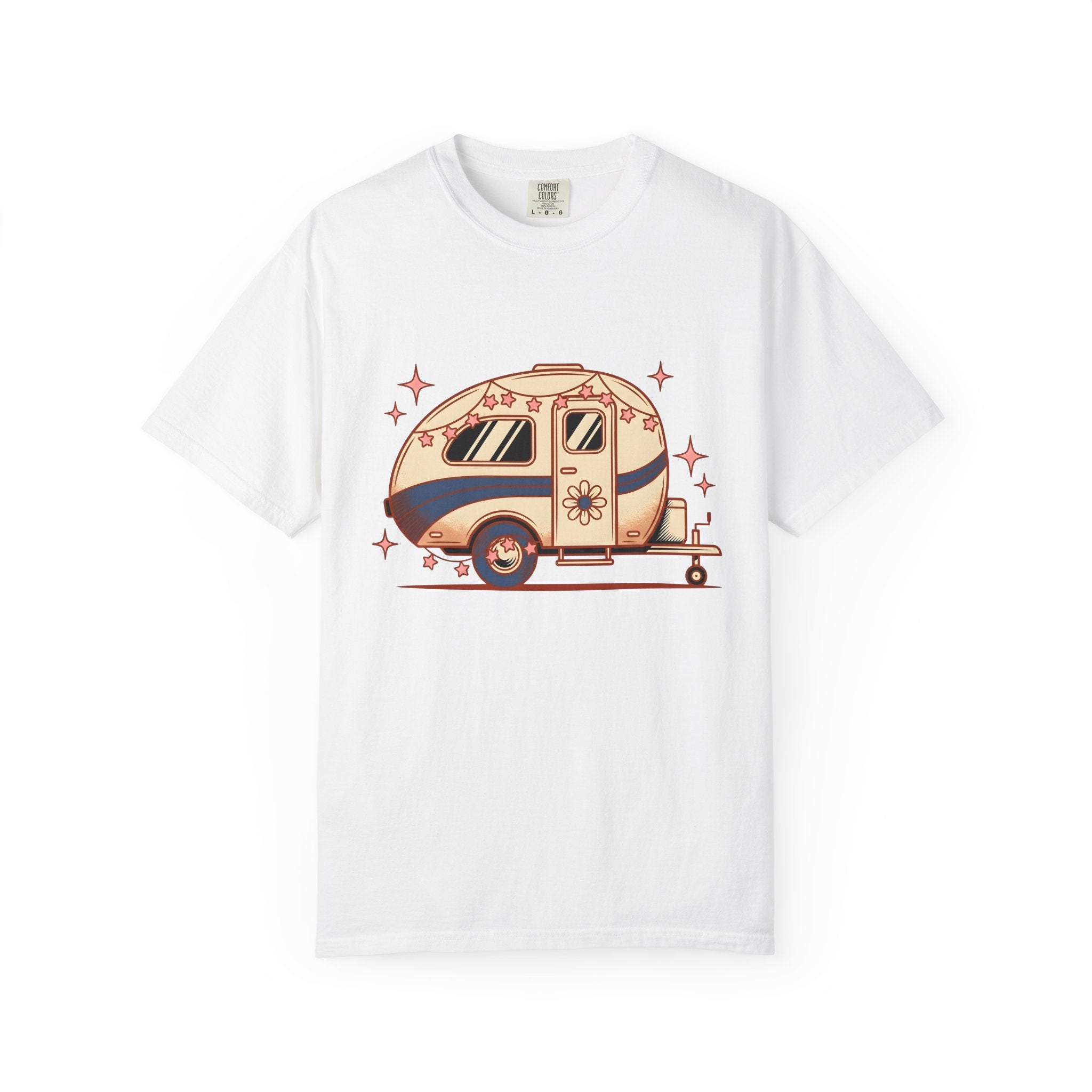 Camper Van Shirt America 4Th Of July Camping Gift Women Retro Tee Motorhome T-Shirt Patriot Fan Vintage Camper Graphic Tshirt Vintage Stars