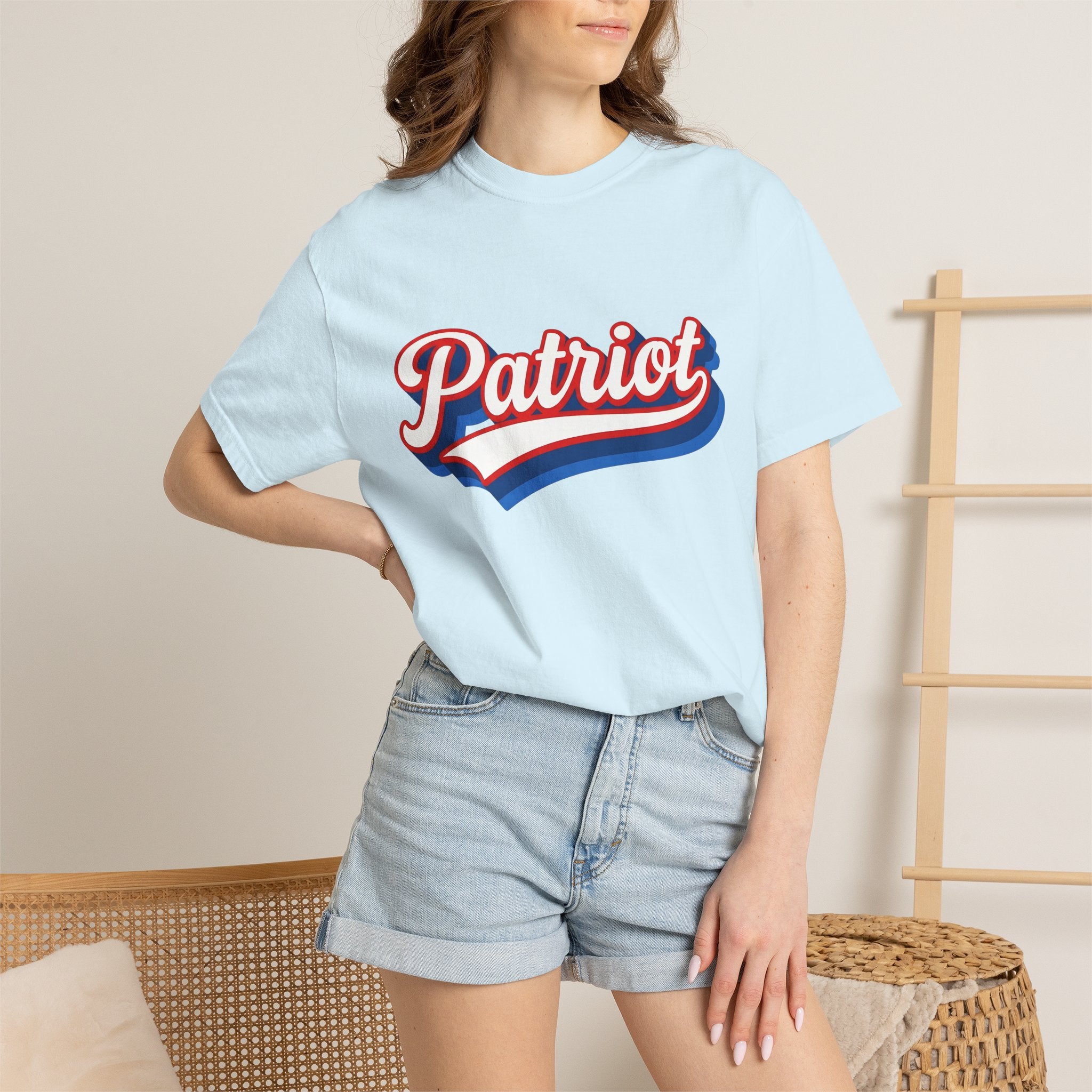 Patriotic Font Shirt America Event Gift Women Heavy Tee Typography T-Shirt American Fan Vintage Tshirt Festival Graphic Rustic Old School