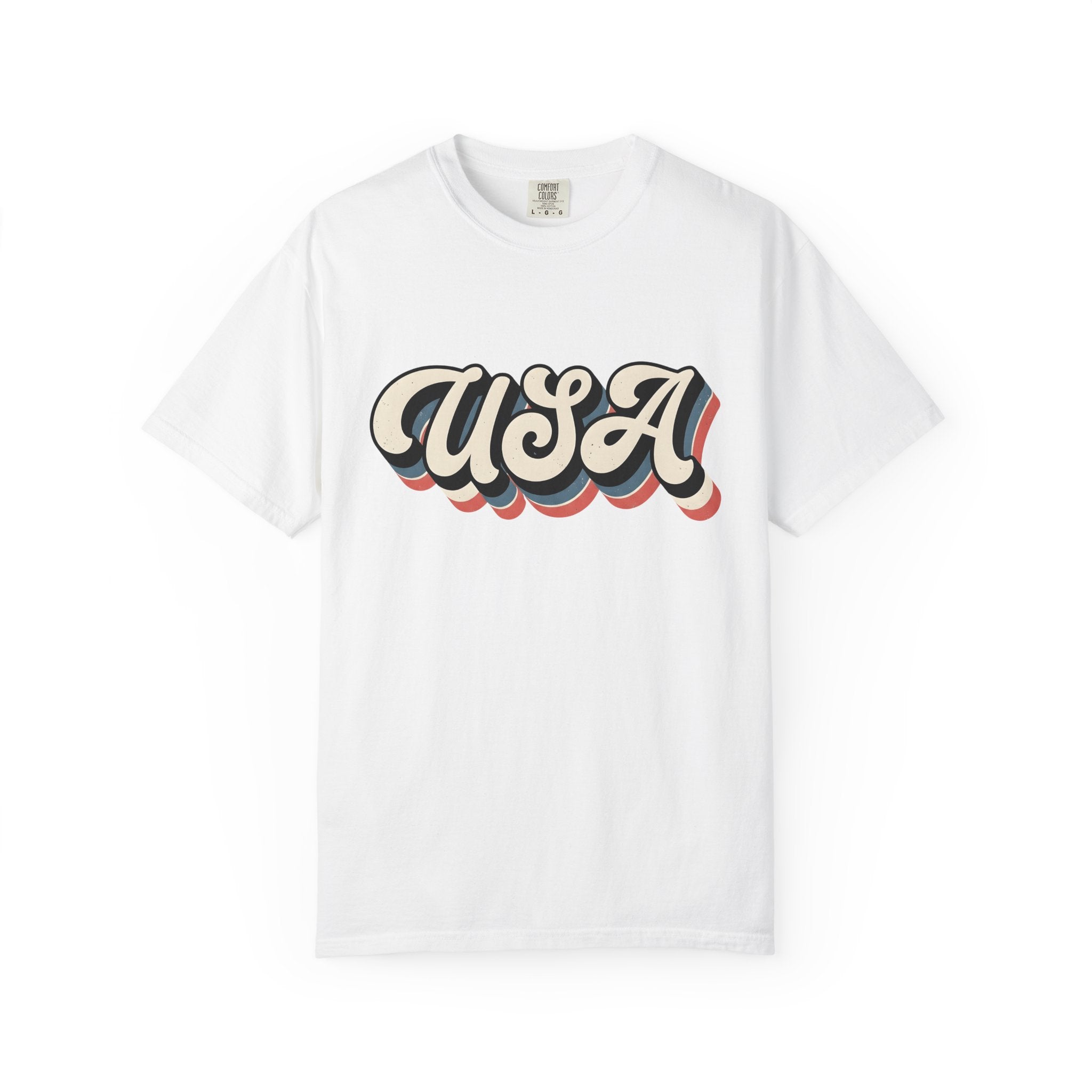 Usa Script Shirt America/4th Of July Patriotic Gift Women Retro Tee American Flag T-Shirt Independence Day Fan Vintage Graphic Tshirt