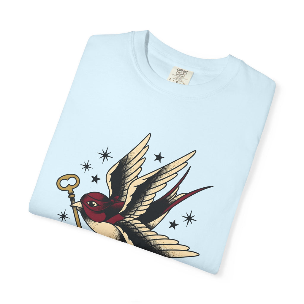 Swallow Shirt St. Valentines Day Romance Gift Women Old School Tee Barn Swallow T-Shirt Valentine Fan Vintage Tshirt Love Graphic Retro Lock