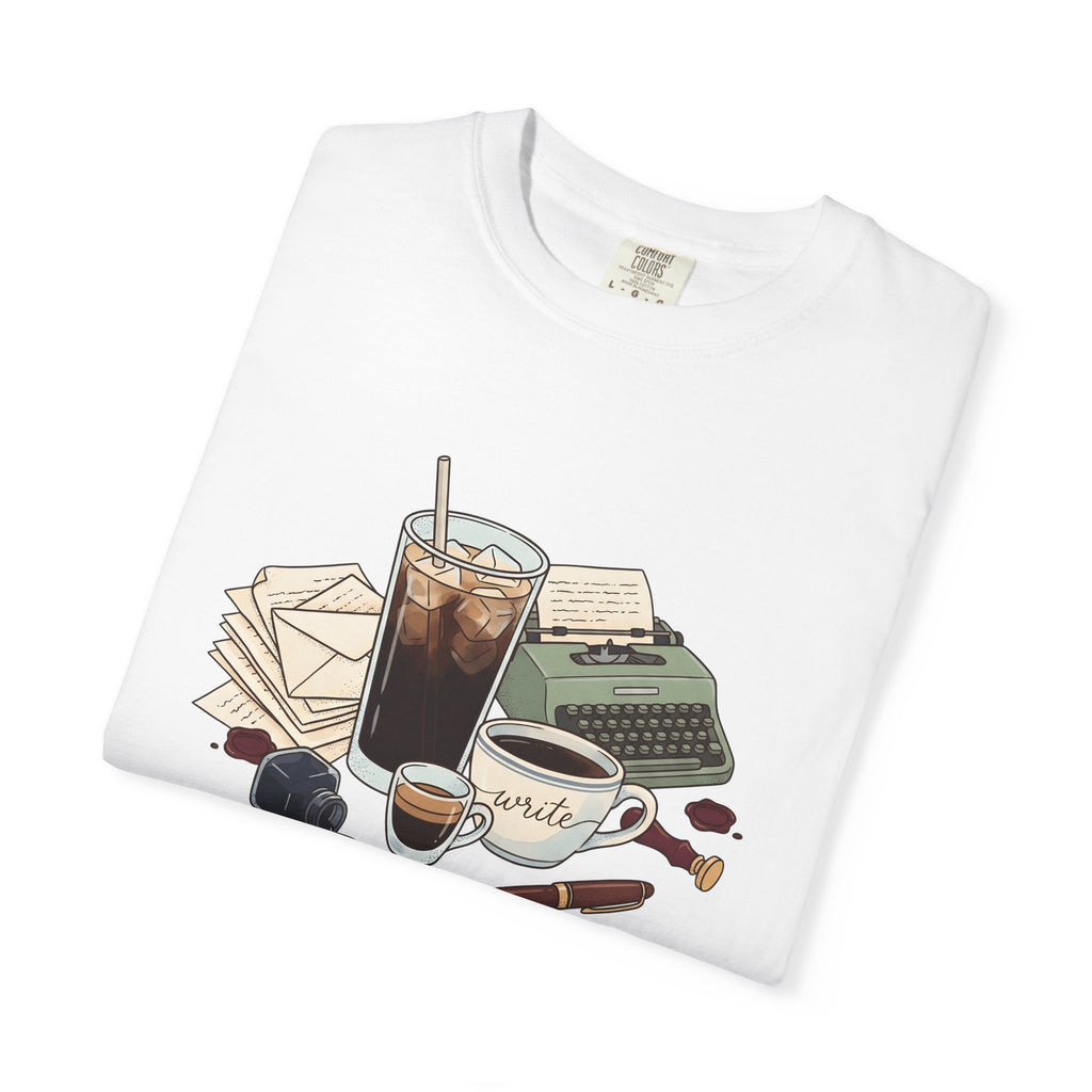 Espresso Drinks Shirt Coffee Novelist Gift Women Line Art Tee Coffee T-Shirt Coffee Fan Minimalist Graphic Illustration Writer Design Rustic