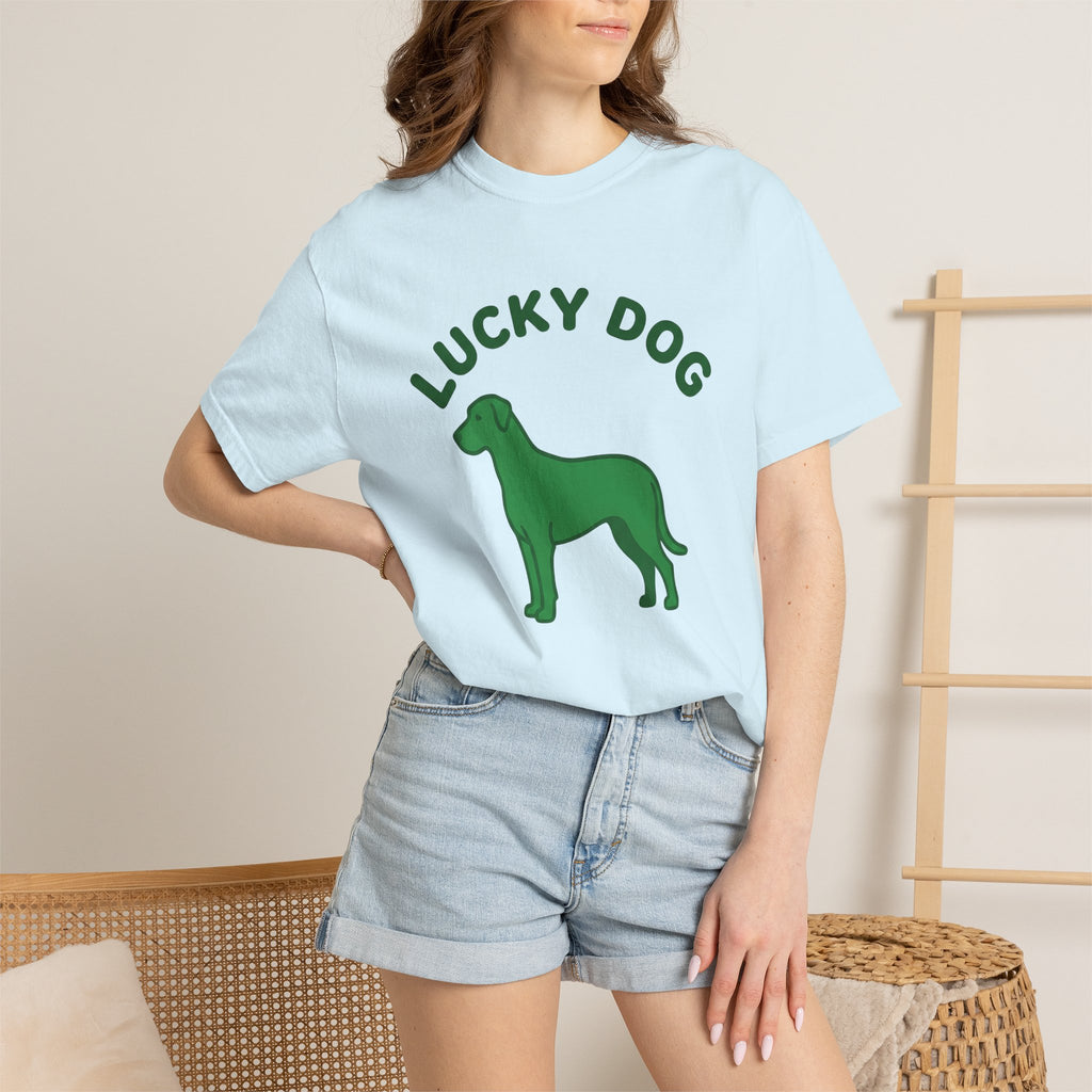 Shamrock Dog Shirt St Patrick's Day Creature Gift Women Flat Graphic Tee Lucky Dog T-Shirt St Patty's Fan Graphic Tshirt Animal Graphic Neat
