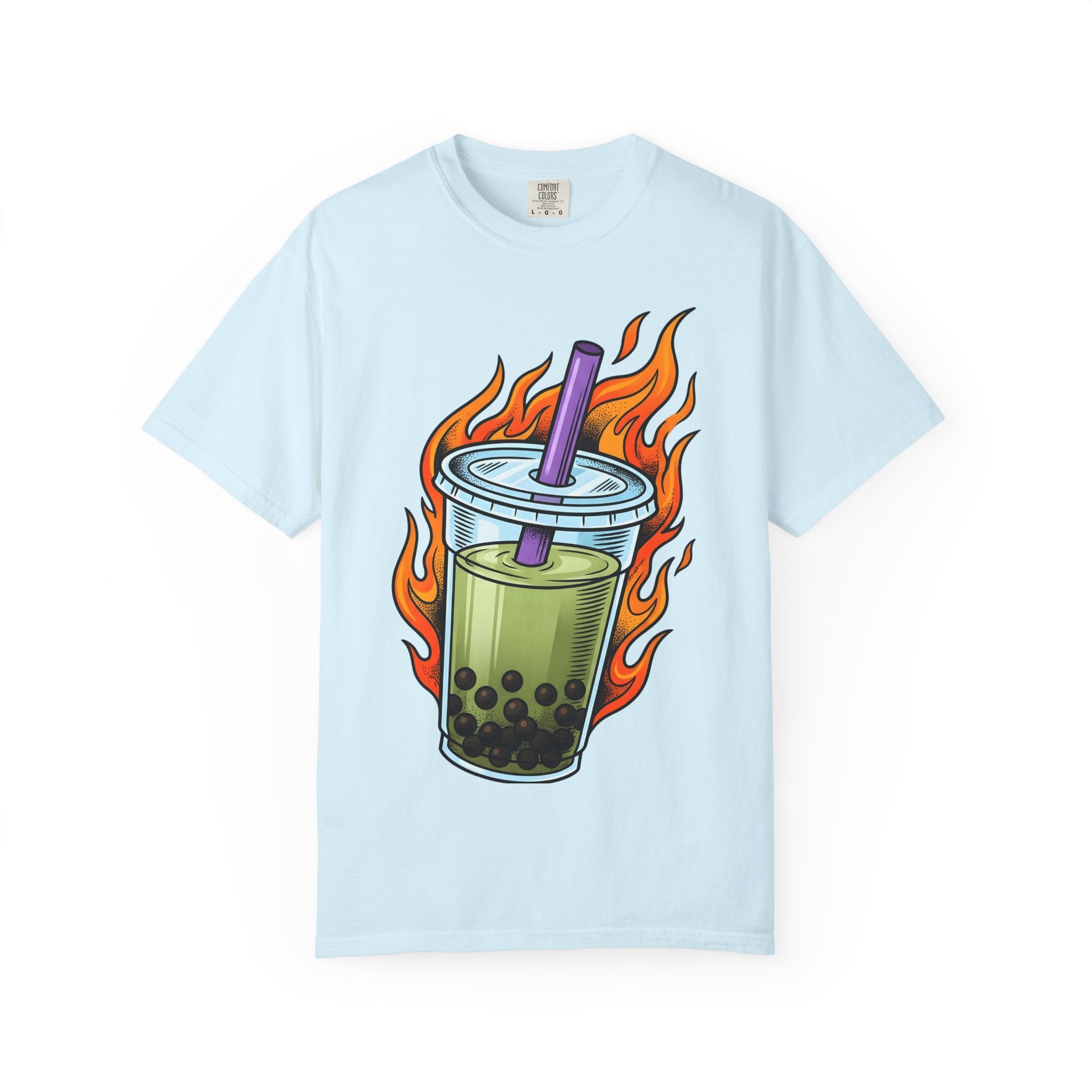 Bubble Tea Shirt Drinks Cuisine Gift Women Neon Tee Boba T-Shirt Beverage Fan Milk Tea Tshirt Food Graphic Comic Fire Tshirt