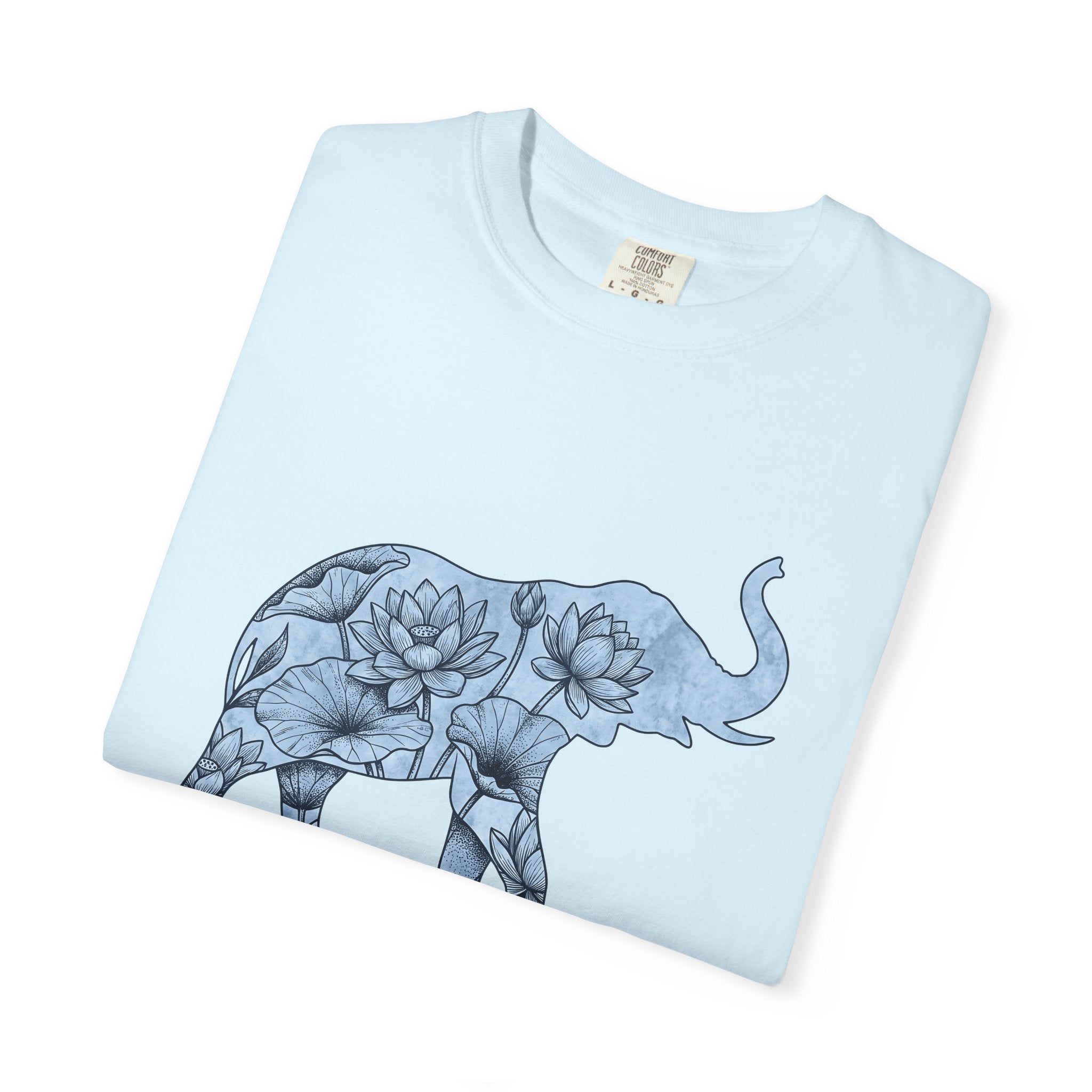 Elephant Flower Shirt Animals & Flowers Outdoors Gift Women Bohemian Tee Floral T-Shirt Fauna Fan Hippie Tshirt Nature Graphic Sketch Water