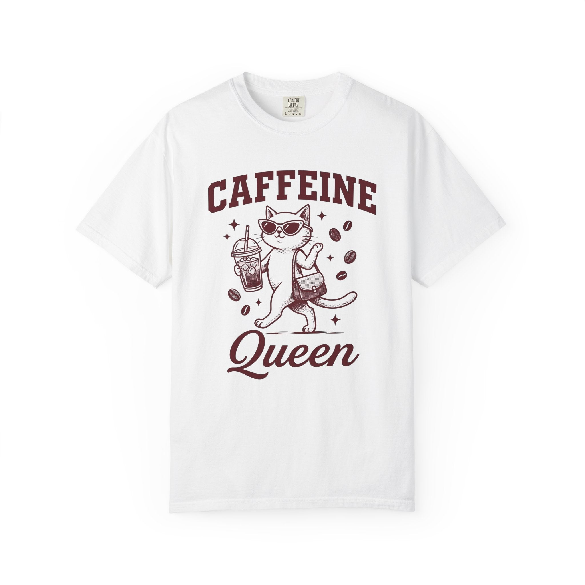 Cat Sunglasses Shirt Cat Coffee Gift Women Vintage Tee Kitty T-Shirt Cat Fan Retro Tshirt Caffeine Graphic Hand Drawn Coffee Cup Tshirt
