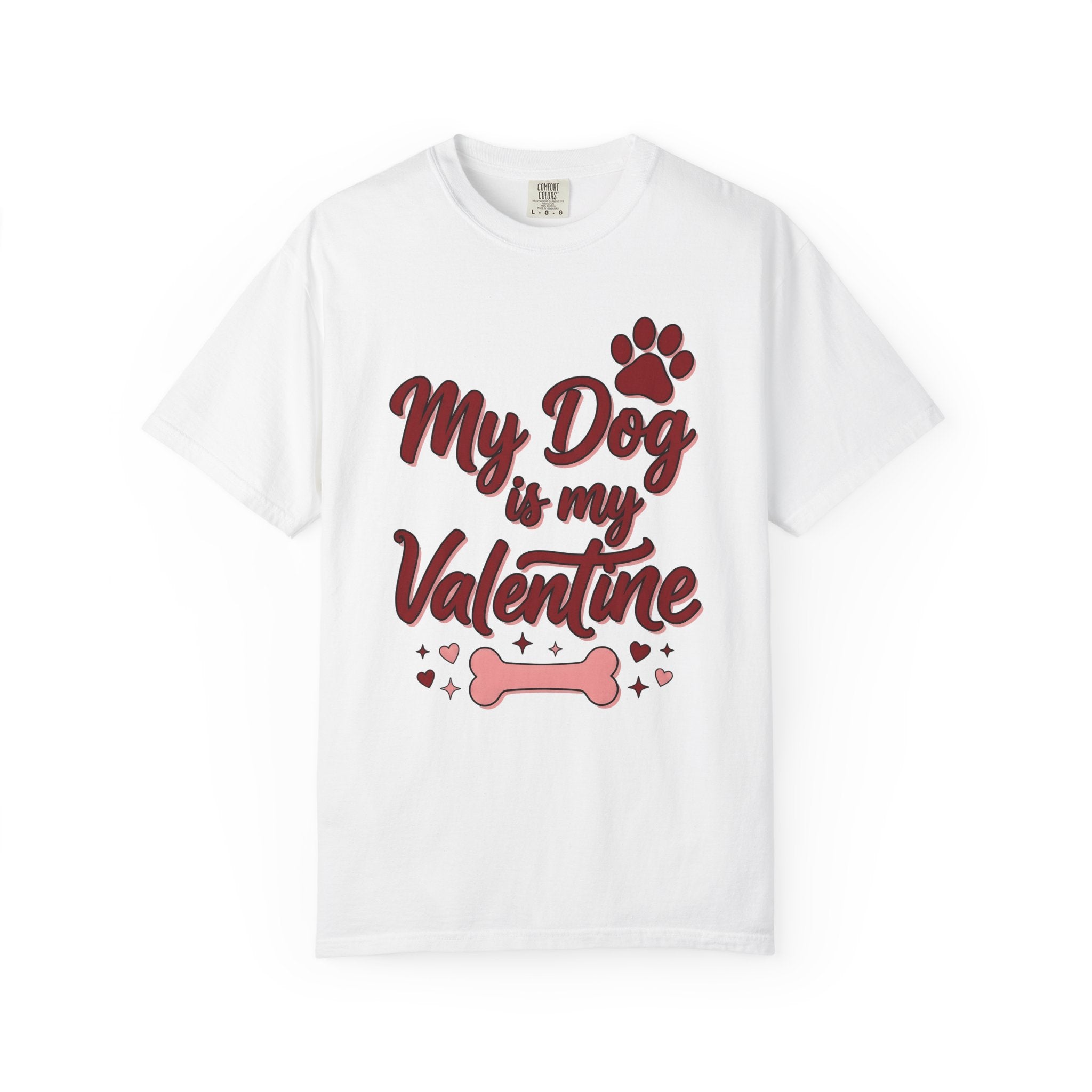 Canine Paw Shirt St. Valentine's Day Pets Gift Women Charm Tee Dog Paw T-Shirt Valentine Fan Dog Tshirt Animal Graphic Line Art Marrow Bone
