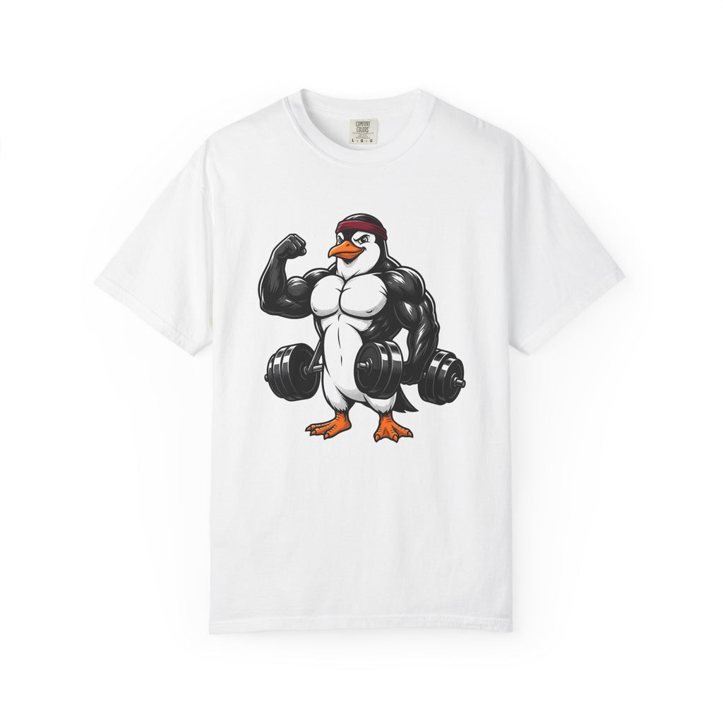 Muscular Penguin Shirt Fitness Wildlife Gift Women Comic Tee Penguin T-Shirt Gym Enthusiast Cartoon Tshirt Wildlife Graphic Tshirt Cartoon