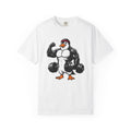 Muscular Penguin Shirt Fitness Wildlife Gift Women Comic Tee Penguin T-Shirt Gym Enthusiast Cartoon Tshirt Wildlife Graphic Tshirt Cartoon
