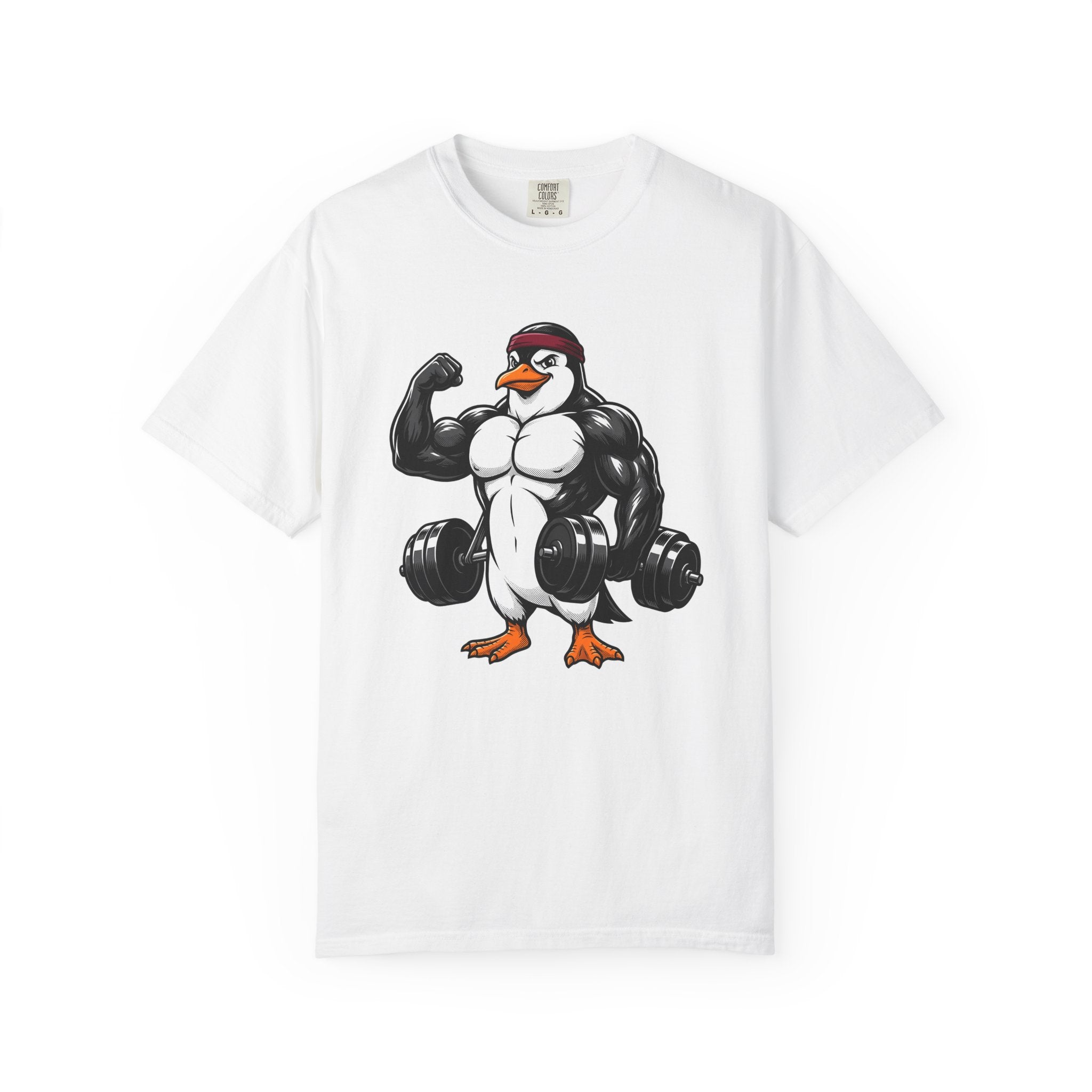 Muscular Penguin Shirt Fitness Wildlife Gift Women Comic Tee Penguin T-Shirt Gym Enthusiast Cartoon Tshirt Wildlife Graphic Tshirt Cartoon