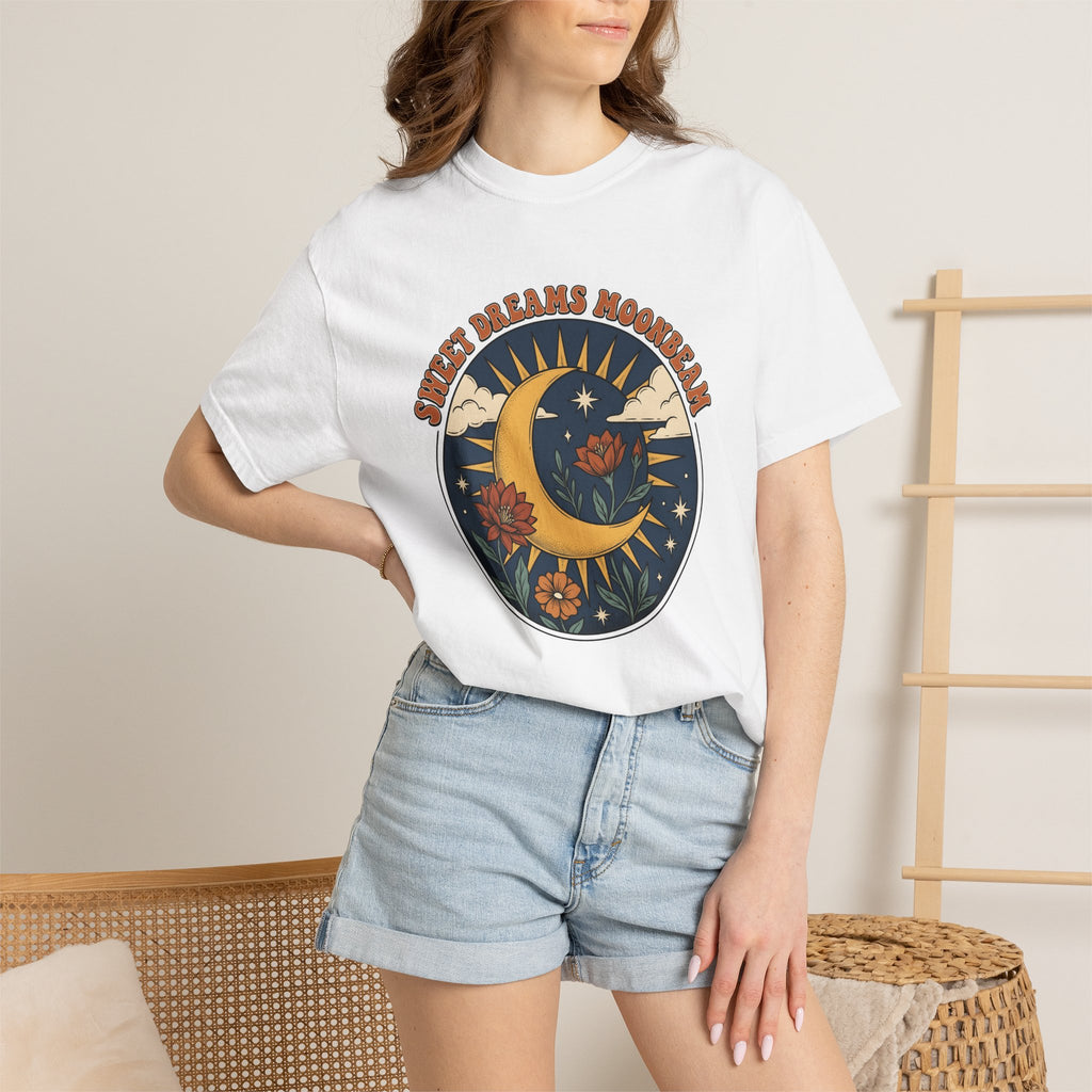 Moonflower Crescent Shirt Celestial Zodiac Gift Women Folk Tee Lunar T-Shirt Astrology Enthusiast Bohemian Tshirt Horoscope Graphic Classic