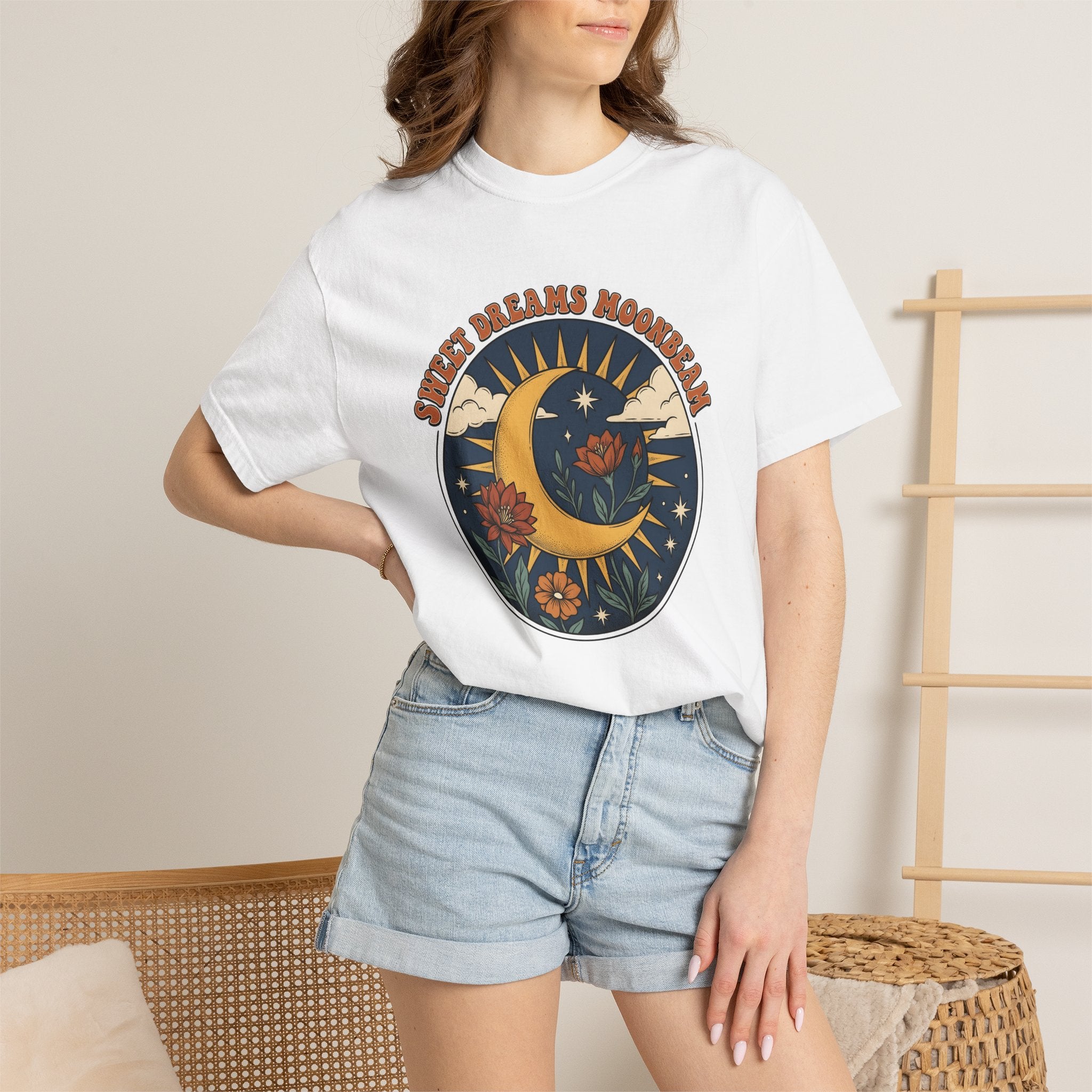 Moonflower Crescent Shirt Celestial Zodiac Gift Women Folk Tee Lunar T-Shirt Astrology Enthusiast Bohemian Tshirt Horoscope Graphic Classic