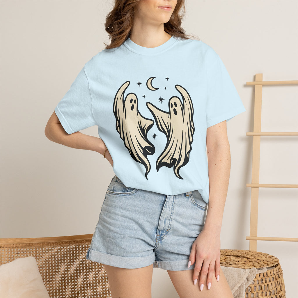 Ghost Dancers Shirt Halloween Scary Gift Women Hand Drawn Tee Specter T-Shirt Horror Fan Phantom Tshirt Fright Graphic Clean Full Moon