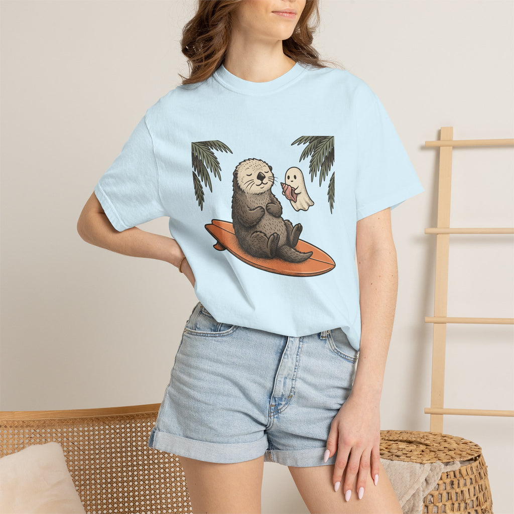 Otter Board Shirt Sports Shore Gift Women Adorable Tee Surfboard T-Shirt Athlete Fan Boho Tshirt Coastal Graphic Retro Spirit Tshirt