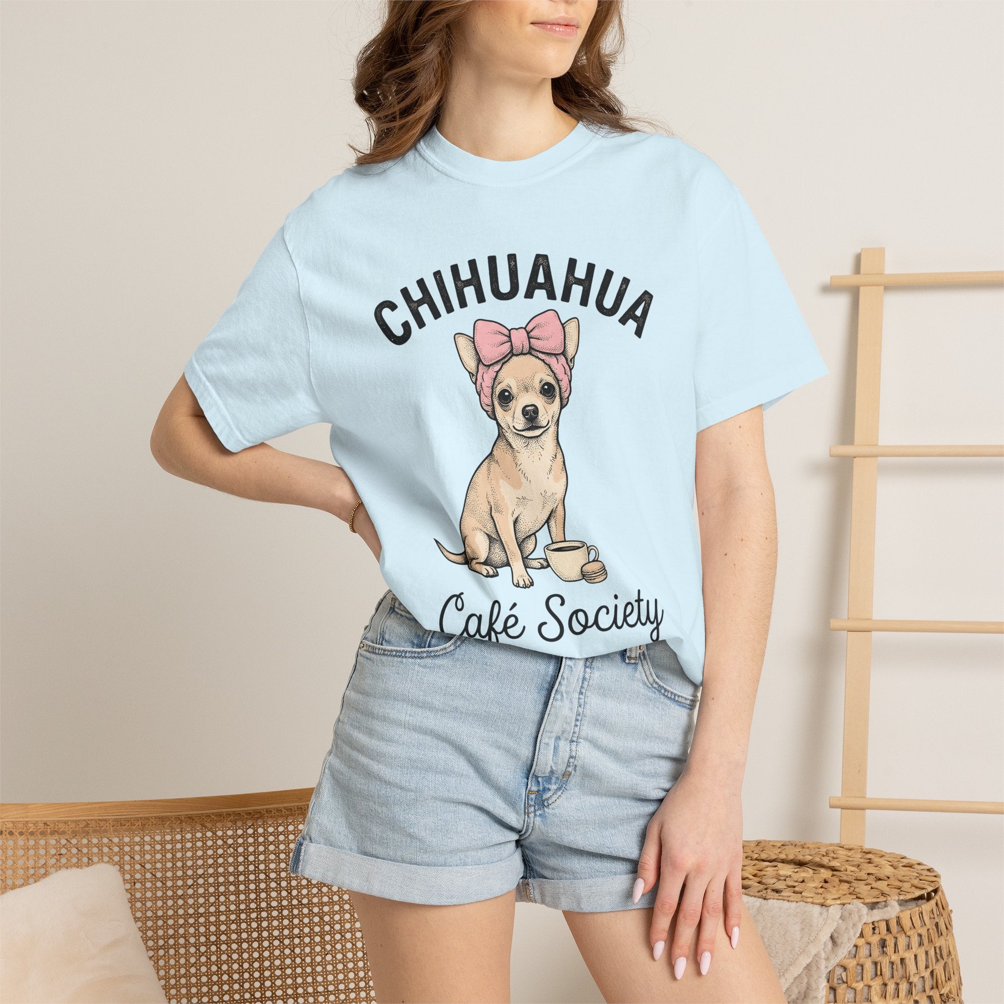 Tiny Chihuahua Shirt Dog Cafe Gift Women Line Art Tee Puppy T-Shirt Dog Fan Minimalist Tshirt Coffee Graphic Classic Coffee Mug Tshirt