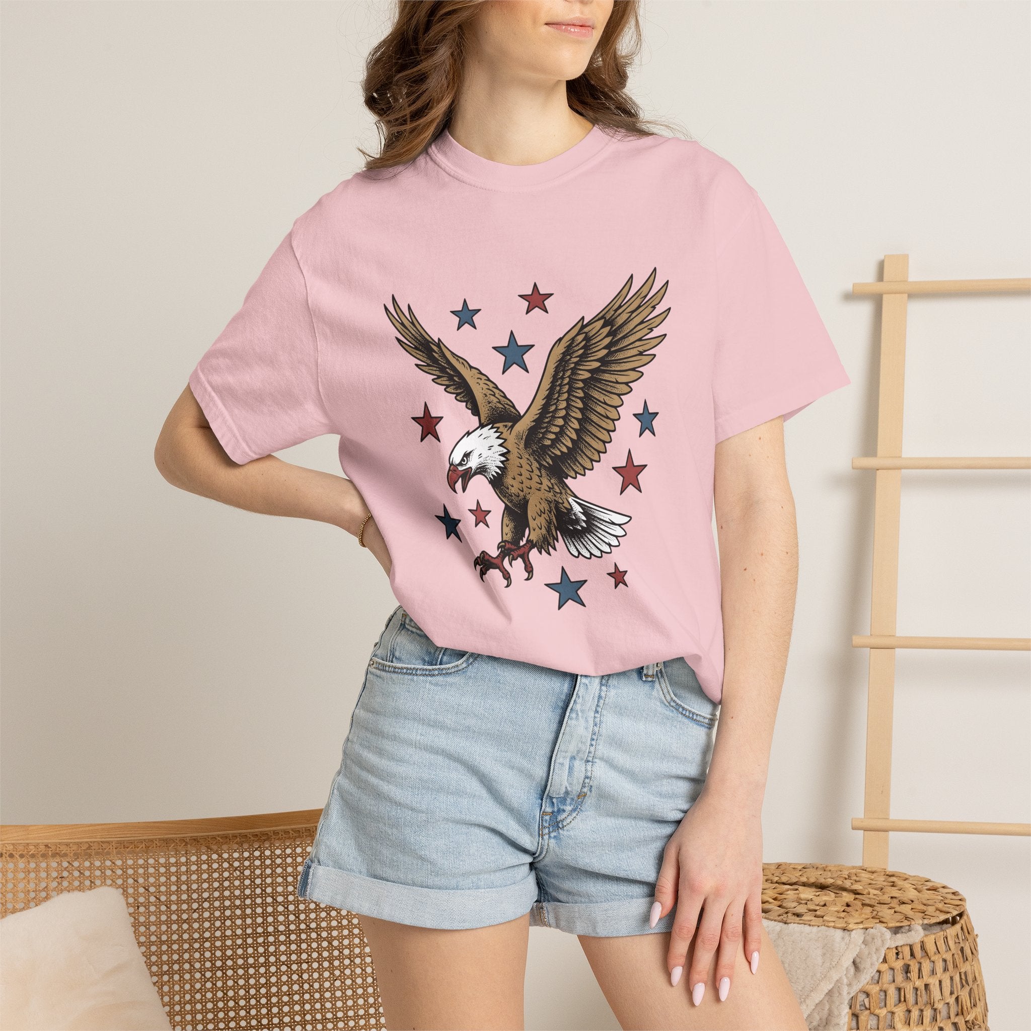 Bald Eagle Shirt America Patriotic Gift Women Vintage Tee Eagle T-Shirt American Enthusiast Retro Tshirt Nationalistic Graphic Hand Drawn