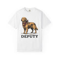 Golden Retriever Shirt Dog Ranch Gift Women Retro Tee Retriever T-Shirt Dog Fan Vintage Tshirt Farm Graphic Line Art Sheriff Badge Tshirt