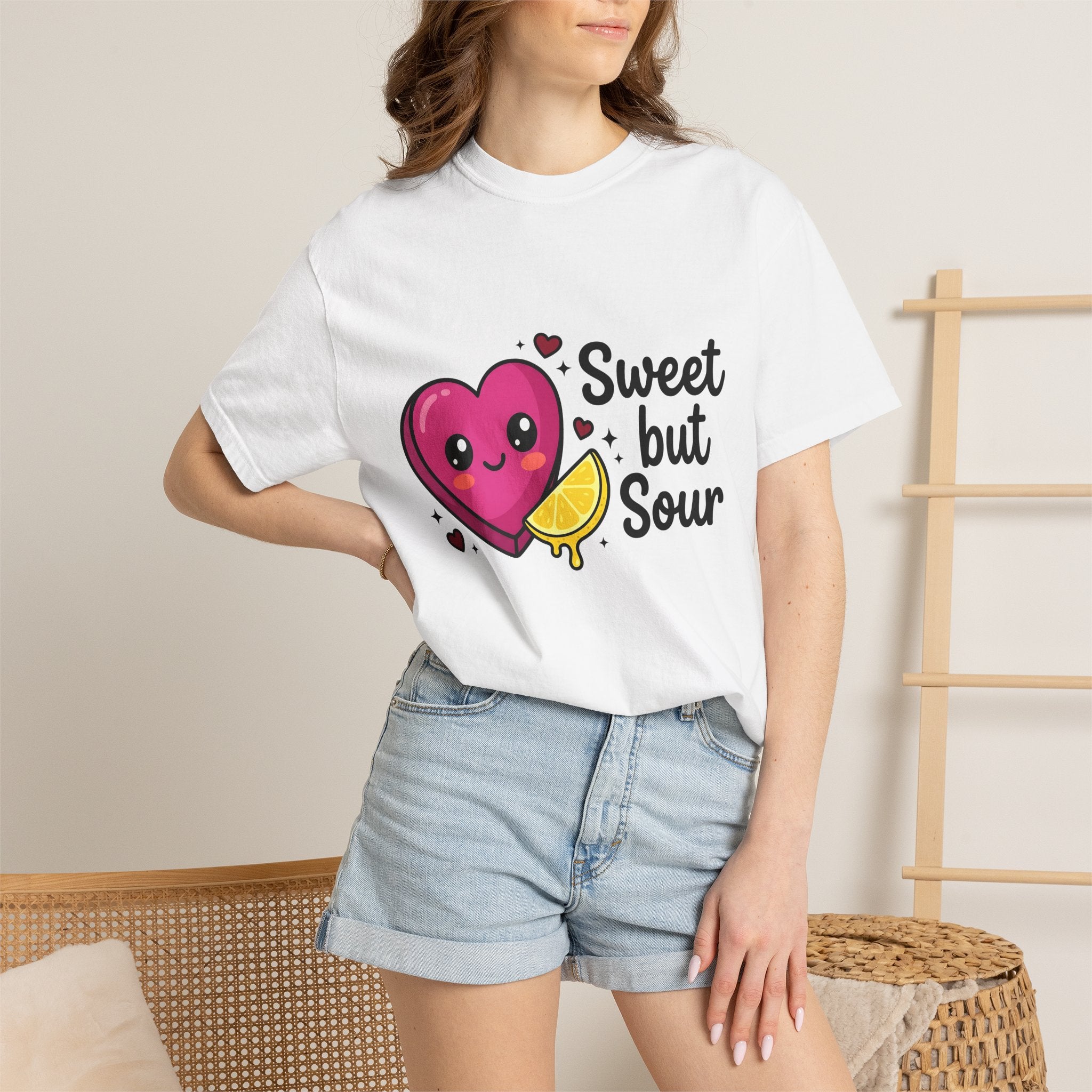 Cute Heart Shirt Valentine Food Gift Women Charming Tee Heart T-Shirt Valentine Fan Cute Illustration Comic Citrus Wedge Tshirt