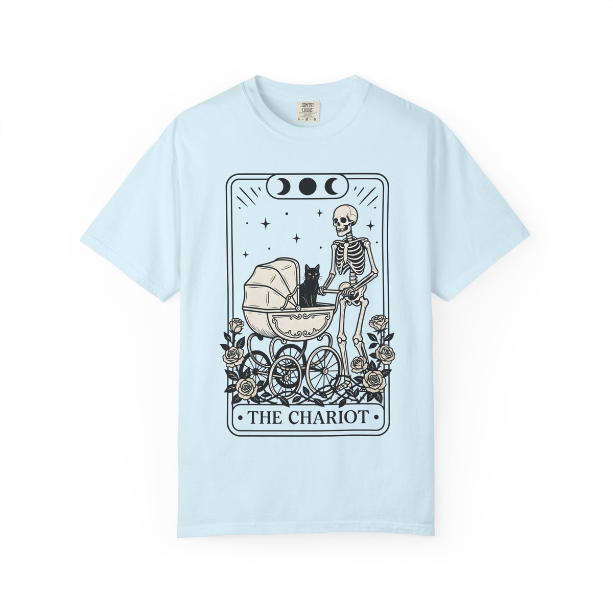 Skeleton Kitten Tarot Shirt Cat Gift Women Eerie Tee Occult T-Shirt Cat Fan Spiritual Tshirt Mystic Graphic Old School Rose Flower Tshirt