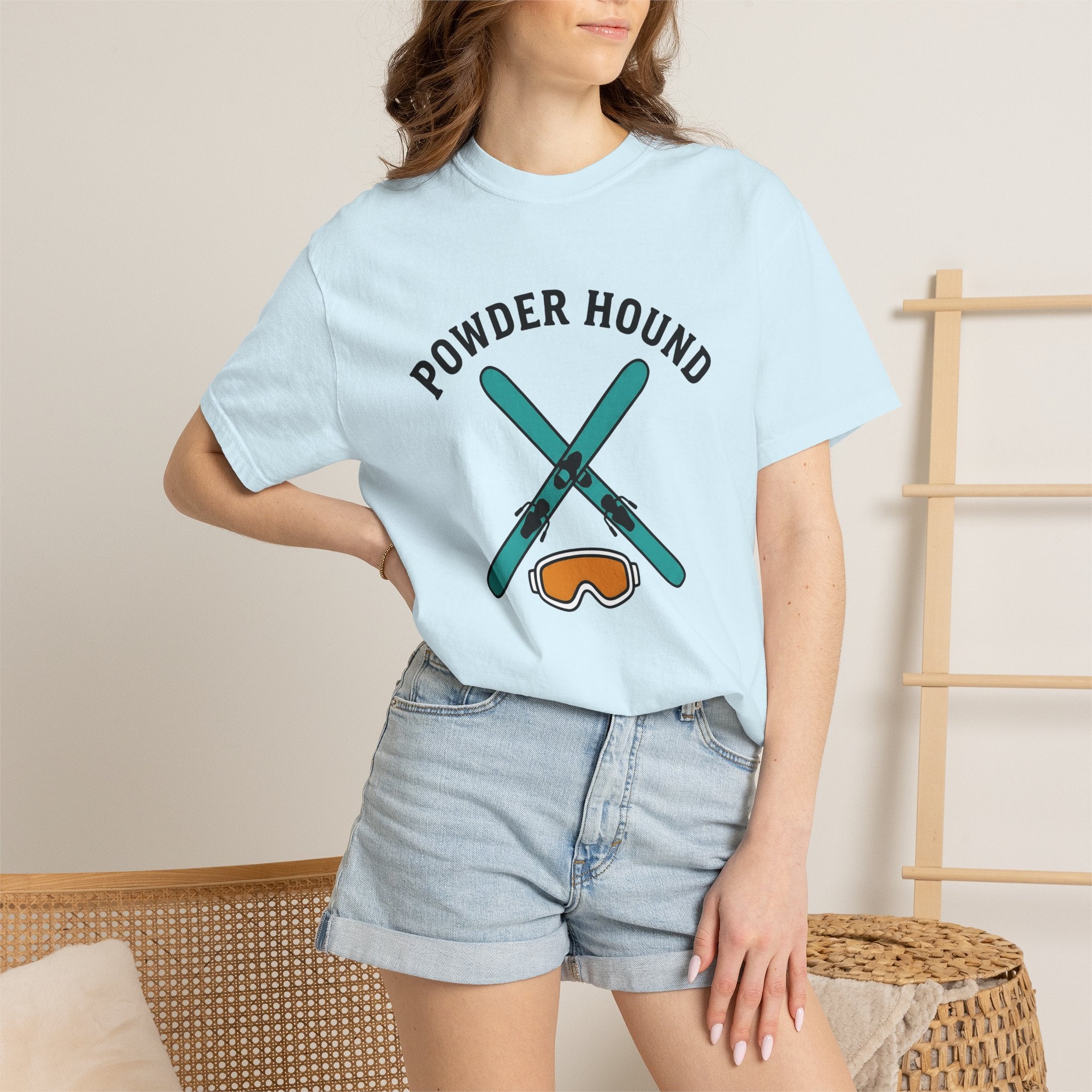 Crossed Snow Skis Shirt Skiing Ice Gift Women Sleek Tee Ski Poles T-Shirt Skier Enthusiast Modern Tshirt Frost Graphic Classic Winter