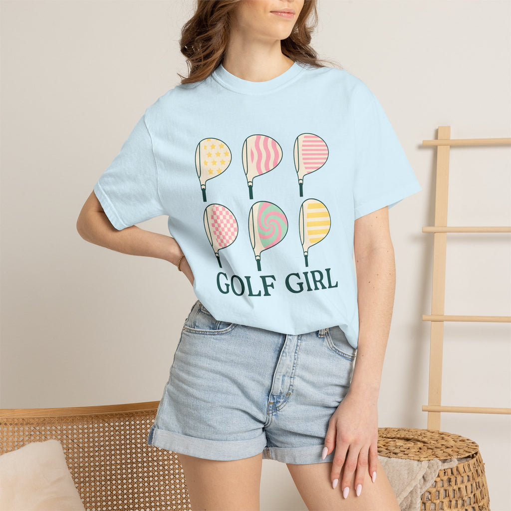 Golf Clubs Shirt Golf Fitness Gift Women Modern Tee Golf Clubs T-Shirt Golfer Enthusiast Contemporary Tshirt Workout Graphic Classic Light