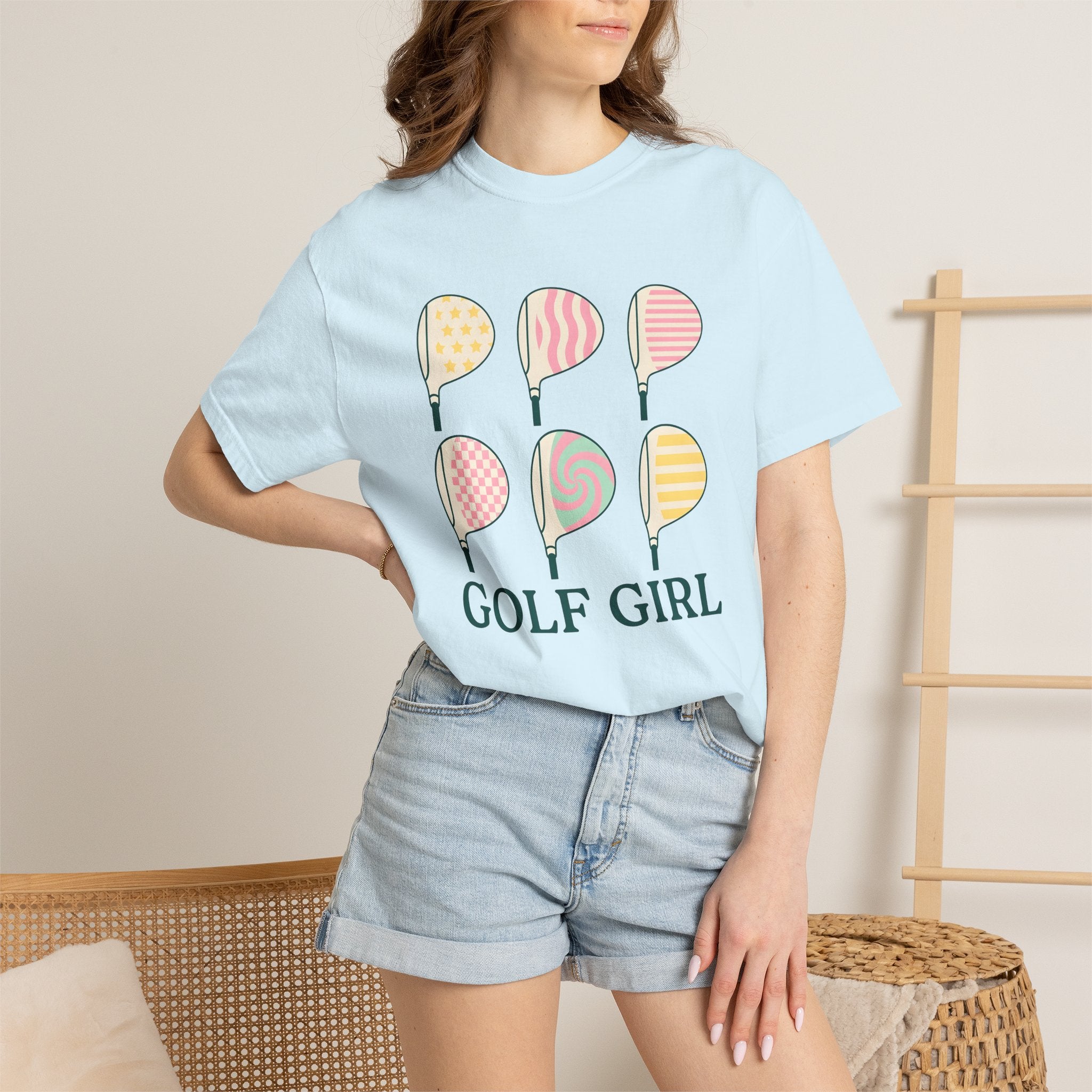 Golf Clubs Shirt Golf Fitness Gift Women Modern Tee Golf Clubs T-Shirt Golfer Enthusiast Contemporary Tshirt Workout Graphic Classic Light