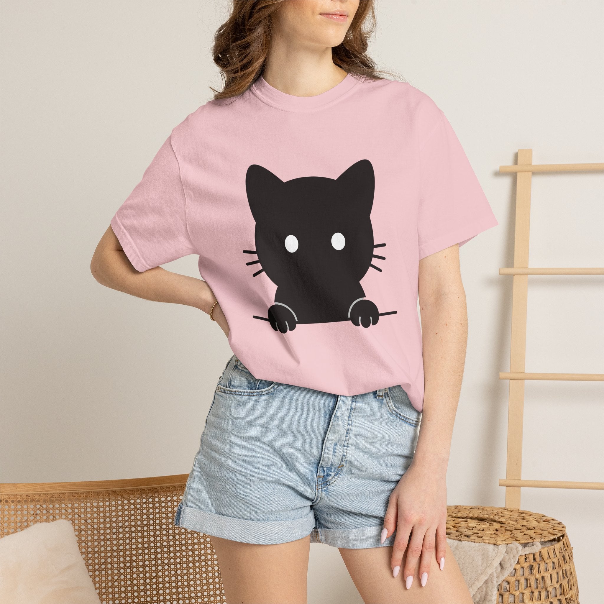 Black Feline Shirt Cat Nature Gift Women Basic Tee Cat T-Shirt Cat Fan Kitten Tshirt Wilderness Graphic Current Mustache Tshirt