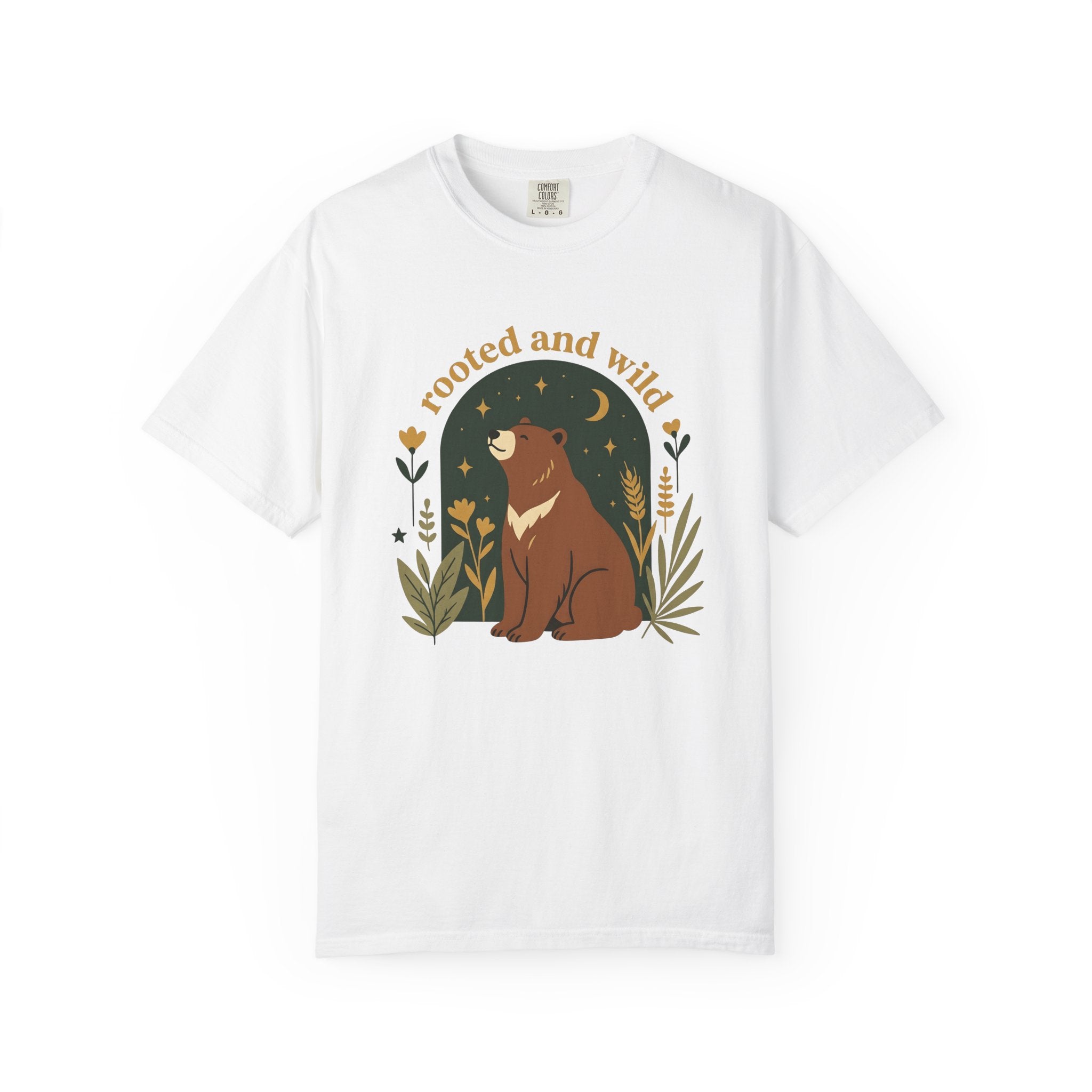 Bear Shirt Cottagecore Nature Gift Women Boho Tee Ursa T-Shirt Rustic Fan Bohemian Tshirt Environmental Graphic Minimalist Wildflowers