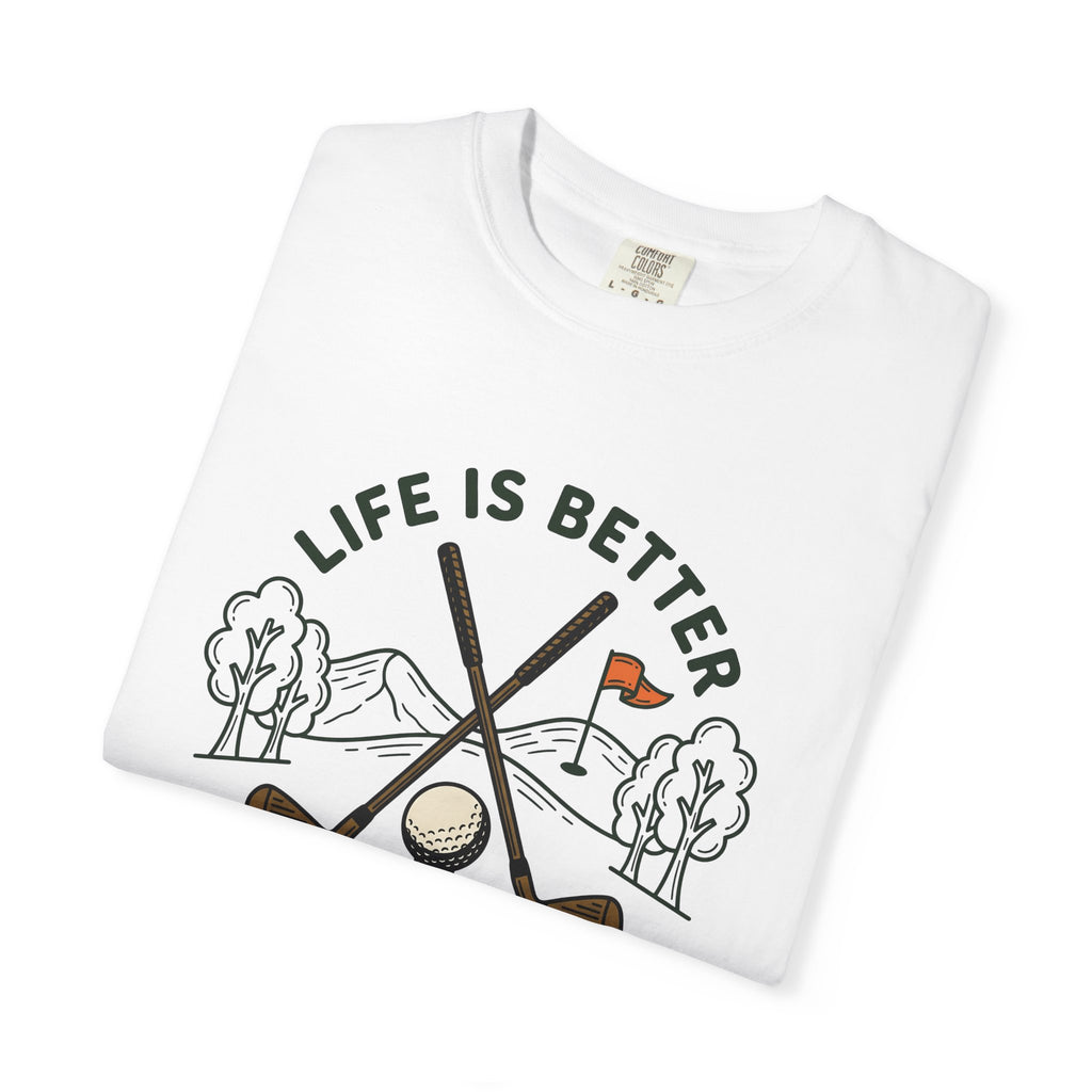 Golf Clubs Ball Shirt Golf Hiking Gift Women Drawing Tee Golf Ball T-Shirt Golfer Enthusiast Golfing Tshirt Trekker Graphic Retro Banner