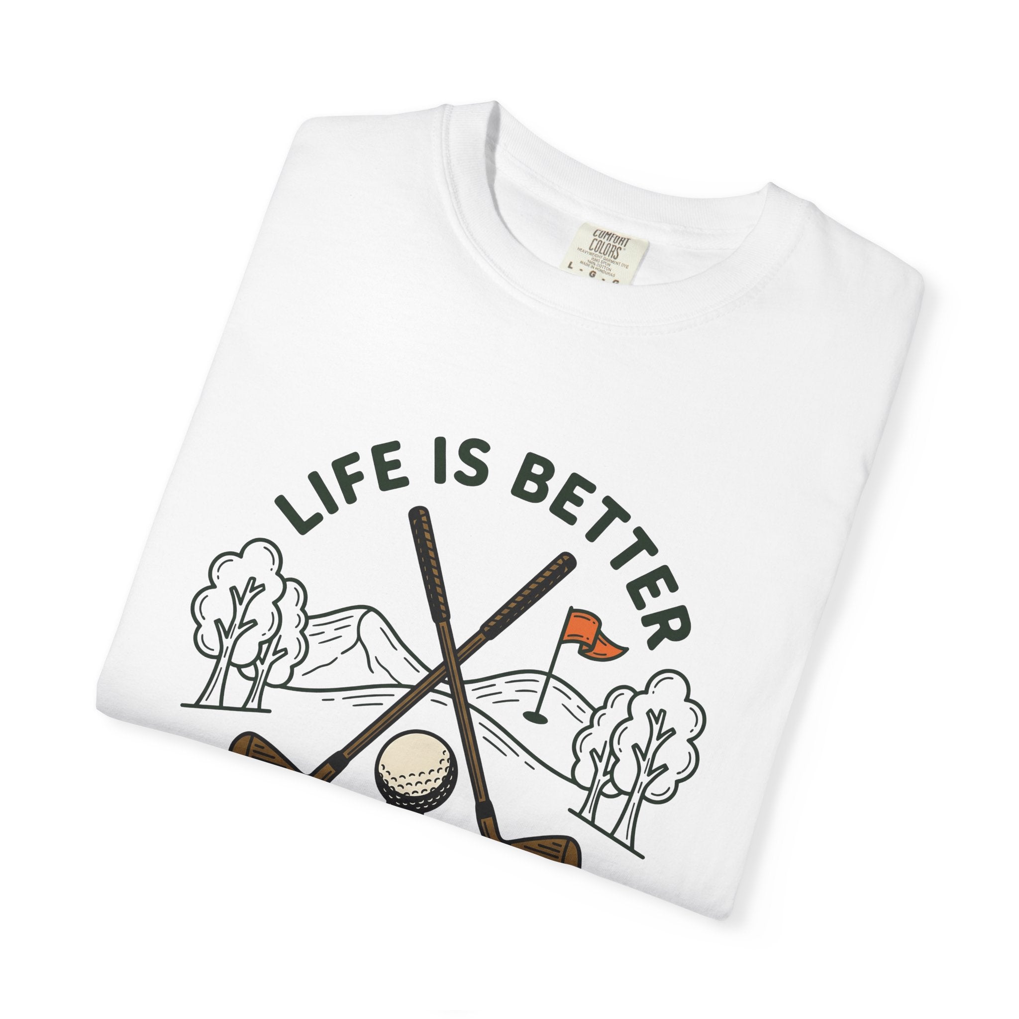 Golf Clubs Ball Shirt Golf Hiking Gift Women Drawing Tee Golf Ball T-Shirt Golfer Enthusiast Golfing Tshirt Trekker Graphic Retro Banner