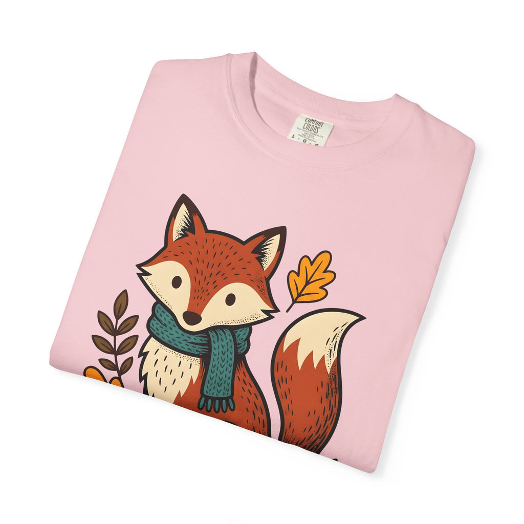 Fox Shirt Autumn Fauna Gift Women Adorable Tee Vixen T-Shirt Fall Fan Cute Tshirt Wildlife Graphic Doodle Maple Leaves Tshirt