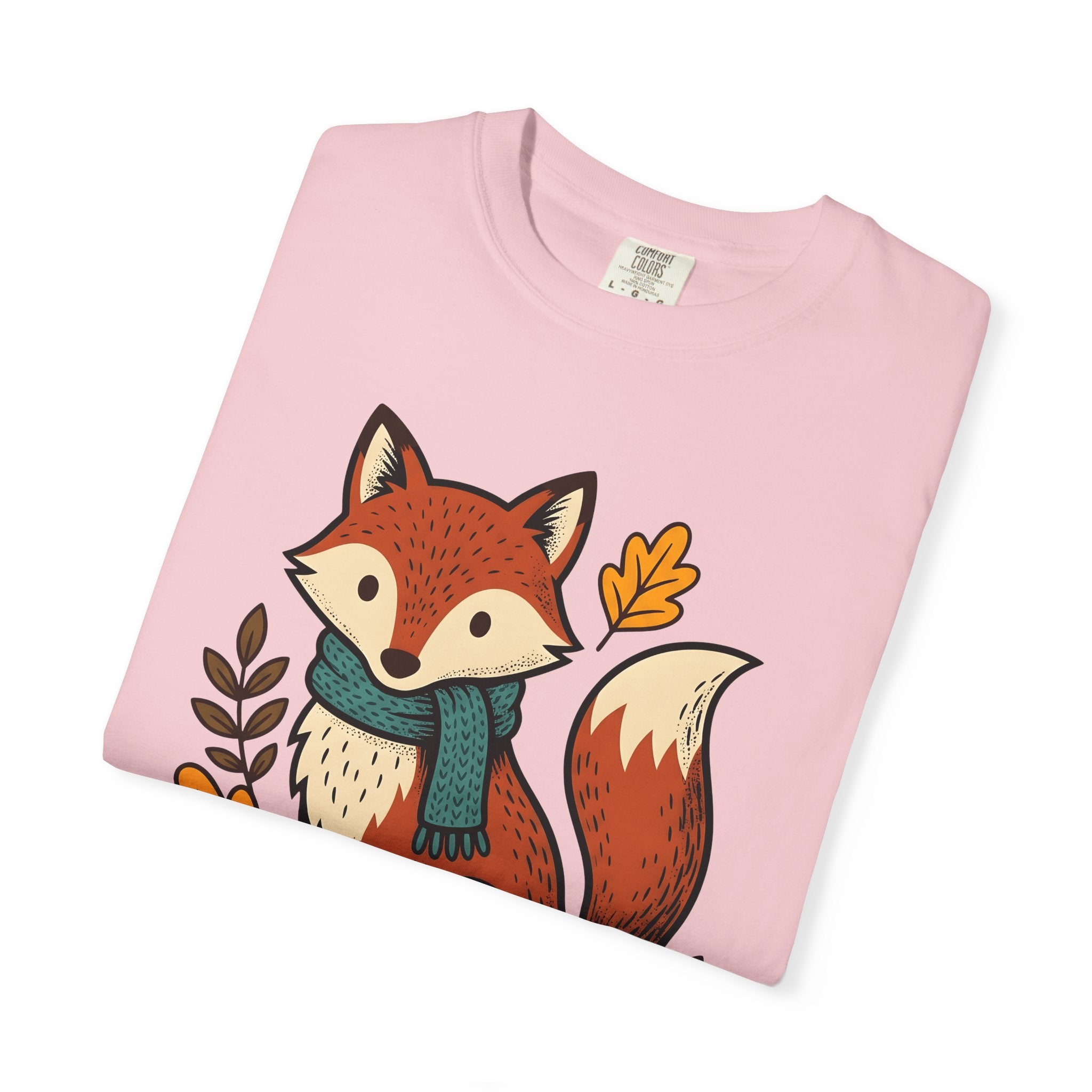 Fox Shirt Autumn Fauna Gift Women Adorable Tee Vixen T-Shirt Fall Fan Cute Tshirt Wildlife Graphic Doodle Maple Leaves Tshirt