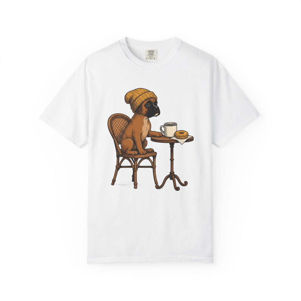 Boxer Dog Shirt Dog Latte Gift Women Hand Drawn Tee Bulldog T-Shirt Dog Fan Pug Tshirt Cappuccino Graphic Line Art Coffee Mug Tshirt