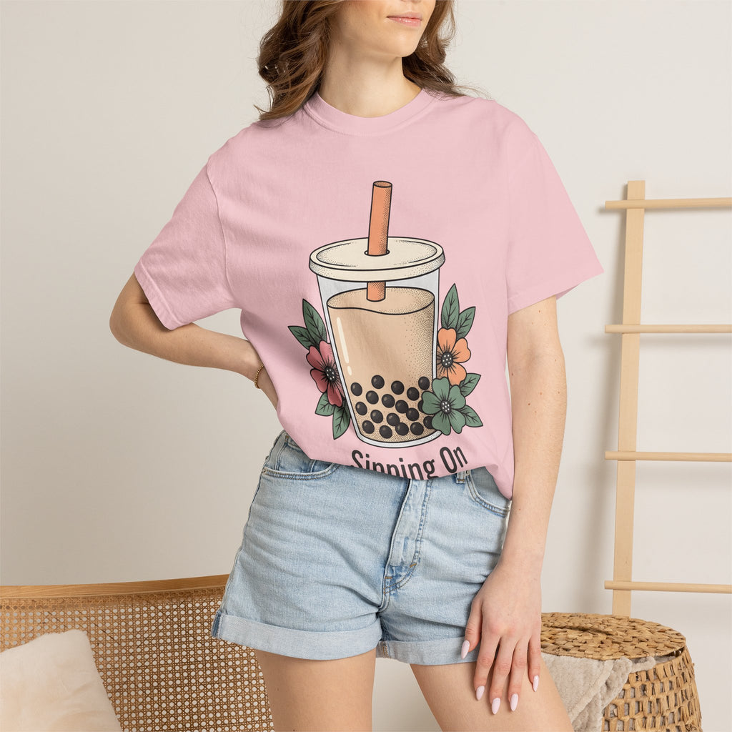 Pearl Tea Shirt Drinks Eatery Gift Women Indie Tee Boba T-Shirt Beverage Fan Bubble Tea Tshirt Cafe Graphic Old School Bloom Tshirt