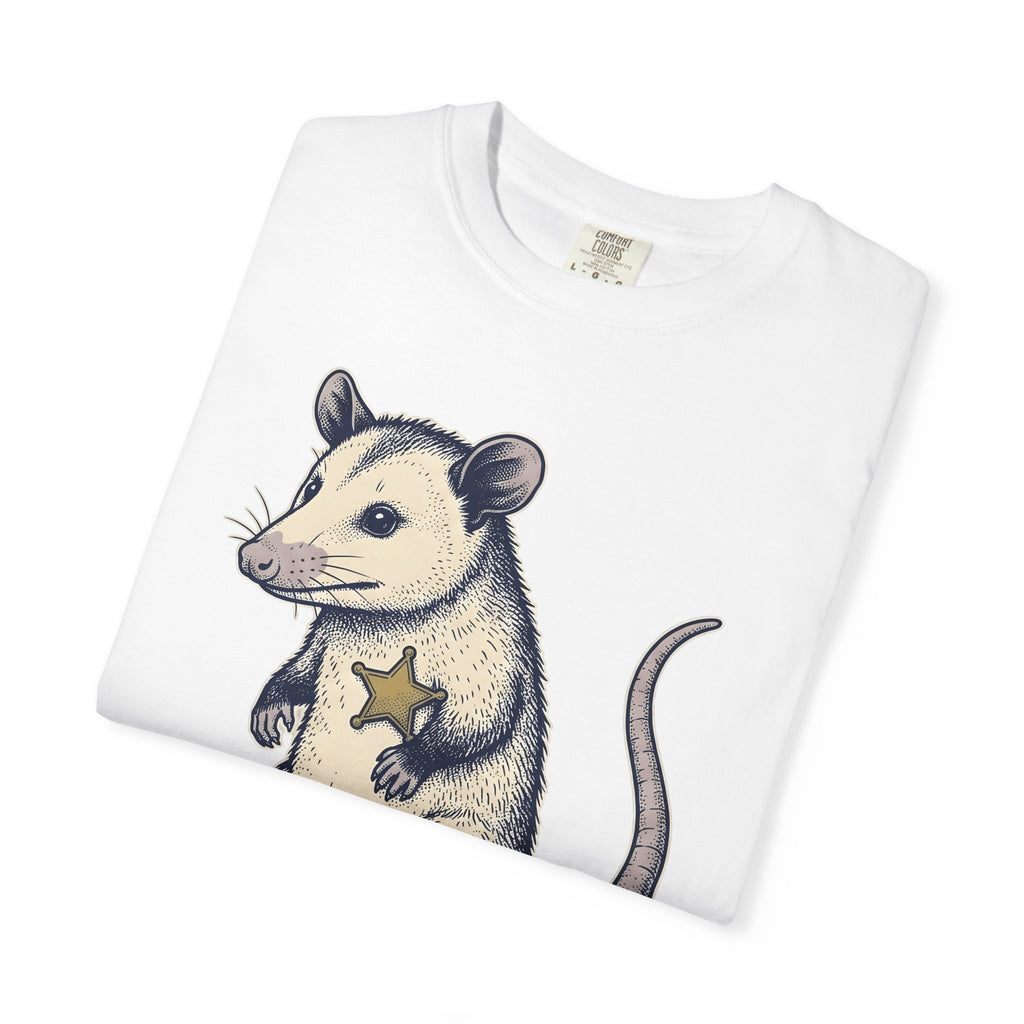 Possum Marshal Shirt Possum Fauna Gift Women Line Art Tee Opossum T-Shirt Possum Fan Opossum Tshirt Wildlife Graphic Hand Drawn Shield