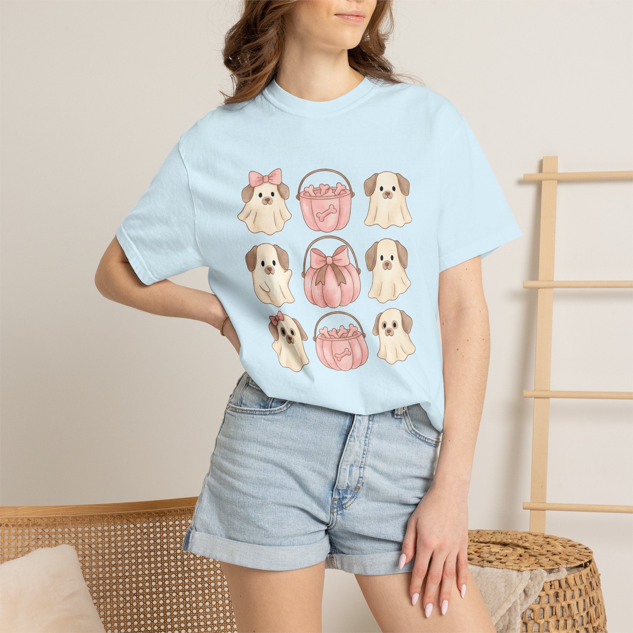 Spooky Dog Shirt Halloween Pet Owner Gift Women Adorable Tee Canine T-Shirt Halloween Fan Cute Tshirt Dog Mom Graphic Soft Colors
