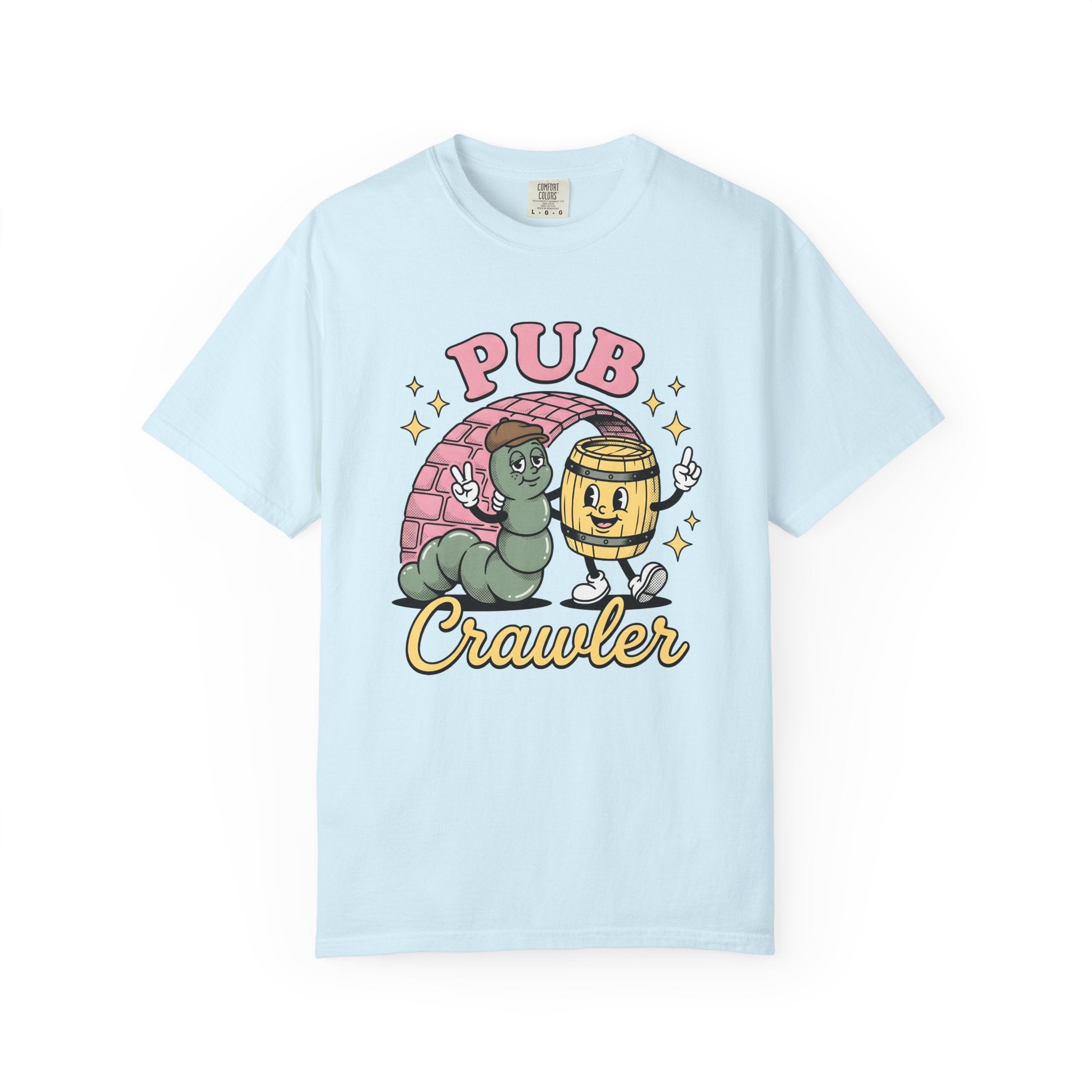 Cartoon Worm Barrel Shirt St Patrick's Day Beverages Gift Women Line Art Tee Worm T-Shirt Luck Fan Illustrated Tshirt Drink Design Cartoon