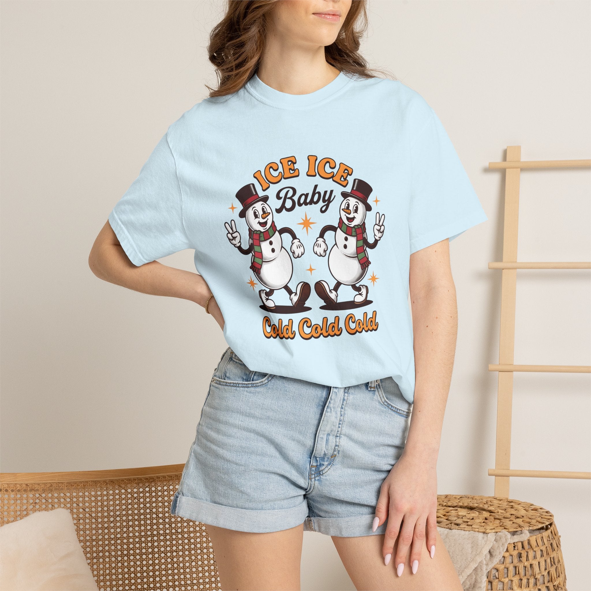 Snowman Drawing Shirt Holiday Ice Gift Women Cartoonish Tee Frosty T-Shirt Christmas Fan Frost Graphic Old School Fedora Tshirt
