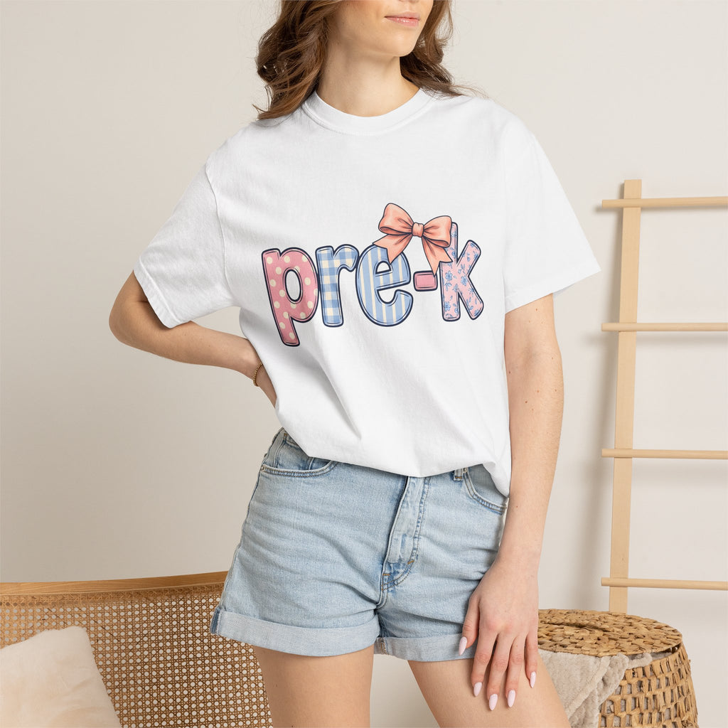 Pastel Bow Motif Shirt Teachers Learning Gift Women Playful Tee Bow T-Shirt Educator Enthusiast Whimsical Tshirt Educational Graphic