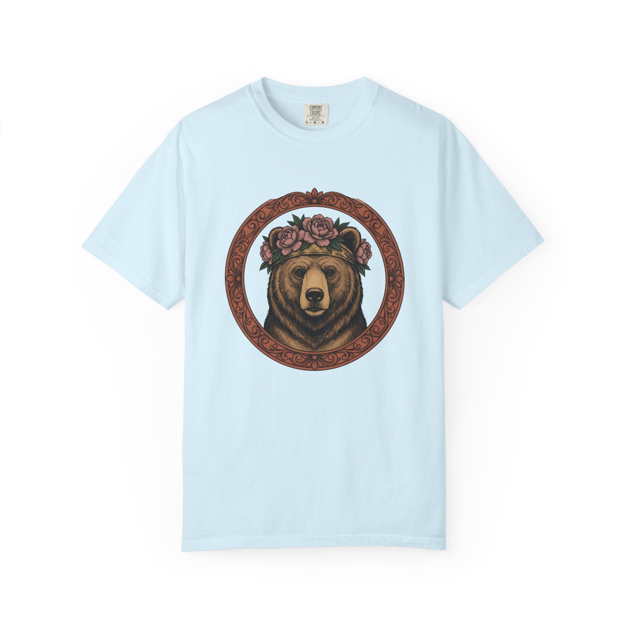 Bear Floral Crown Shirt Animals & Flowers Nature Gift Women Boho Tee Bear T-Shirt Wildlife Fan Bohemian Tshirt Environmental Graphic Vintage