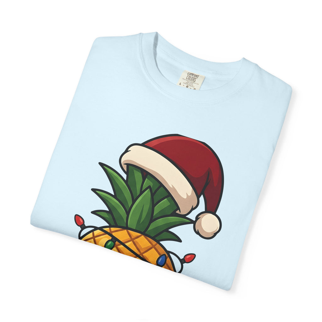 Tropical Fruit Santa Shirt Christmas Beach Gift Women Kawaii Tee Fruit Claus T-Shirt Xmas Fan Cute Tshirt Coastal Graphic Hand Drawn Festive