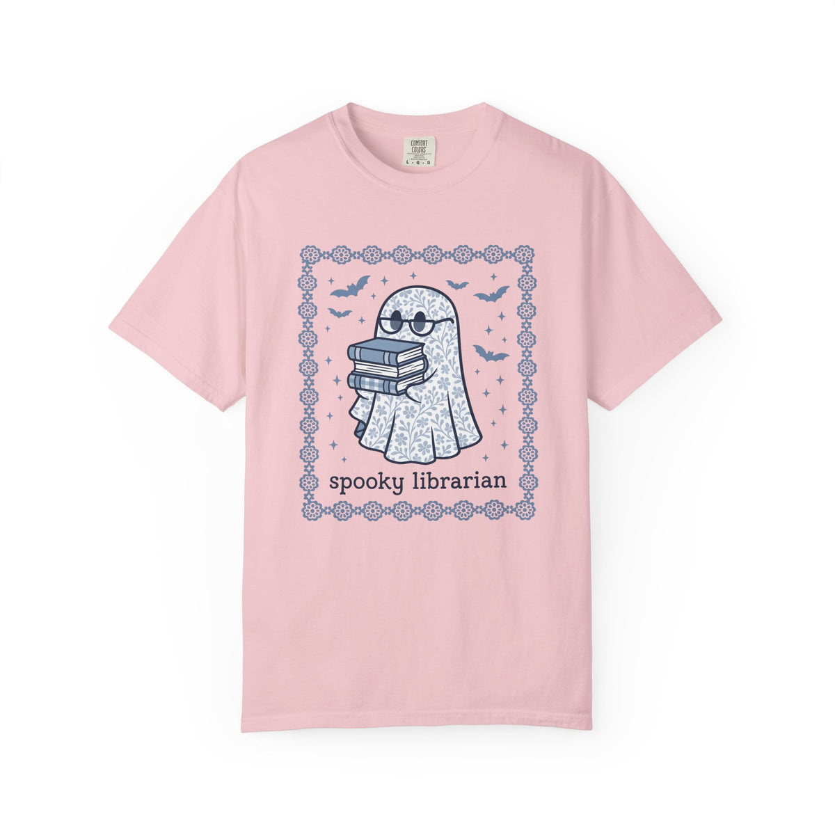 Ghost Books Shirt Librarian Halloween Unisex Gift Floral Graphic Tee Book