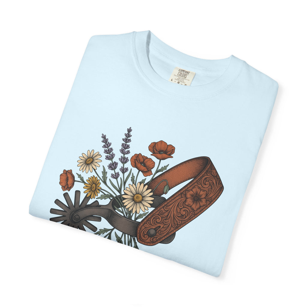 Cowboy Spur Shirt Cowgirl Blossom Gift Women Rustic Tee Spur T-Shirt Cowgirl Fan Western Tshirt Floral Graphic Retro Meadow Flowers Tshirt