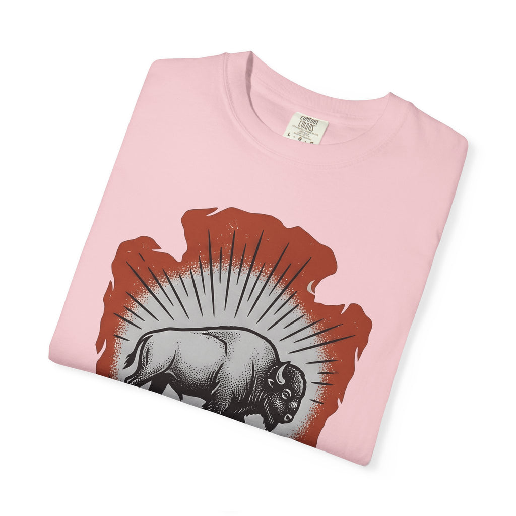 Buffalo Design Shirt Animal Wilderness Gift Women Retro Tee Bison T-Shirt Wildlife Fan Bison Graphic Tshirt Sketch Spearhead Tshirt