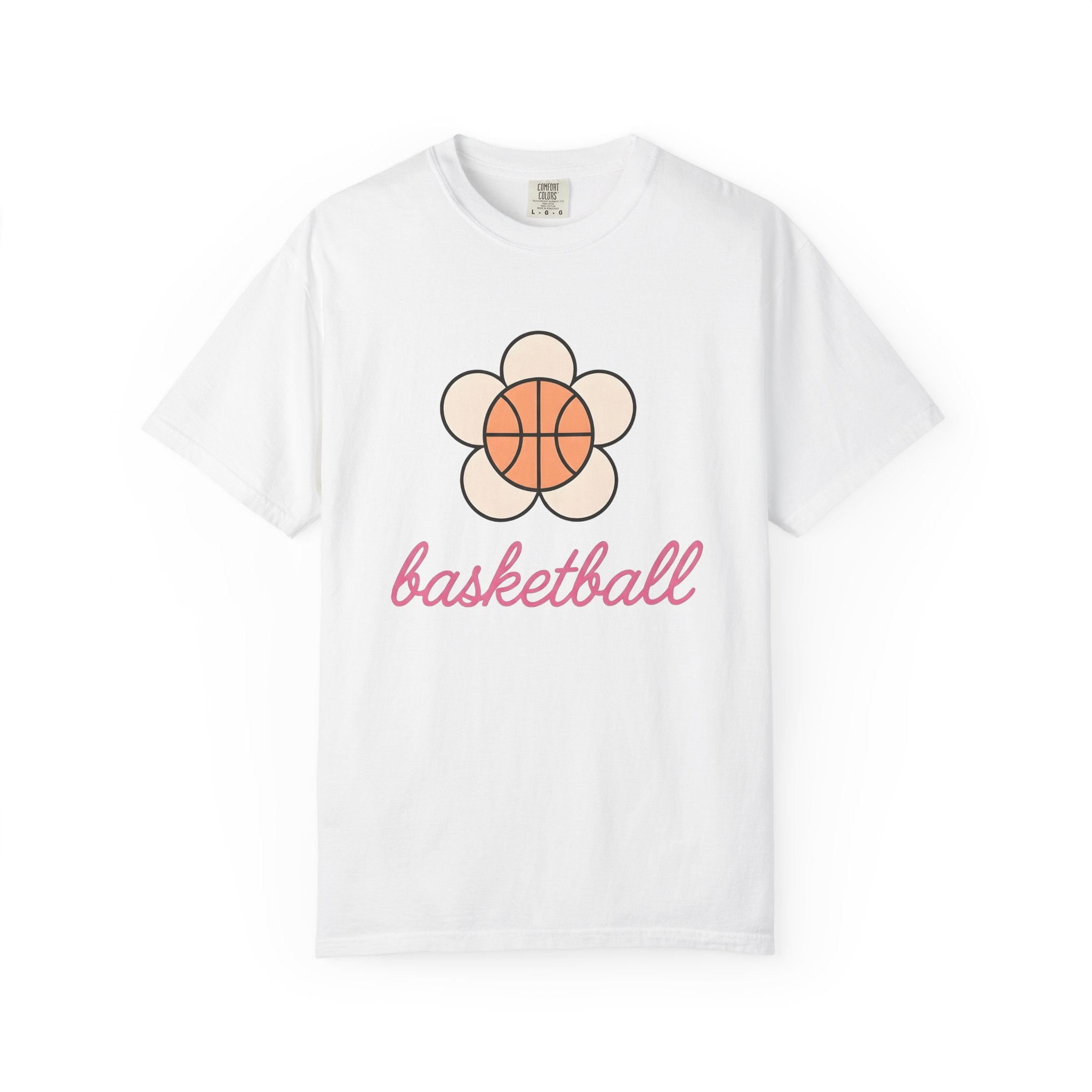 Basketball Petal Shirt Basketball Garden Gift Women Flat Tee Flower T-Shirt Basketball Fan Minimalist Tshirt Gardening Graphic Old School