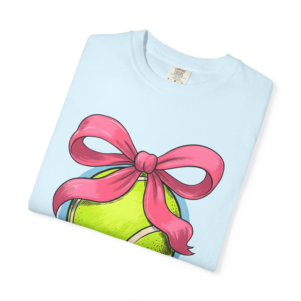 Tennis Ball Bow Shirt Moms Exercise Gift Women Line Art Tee Tennis Bow T-Shirt Mom Enthusiast Illustration Graphic Fitness Graphic Cartoon