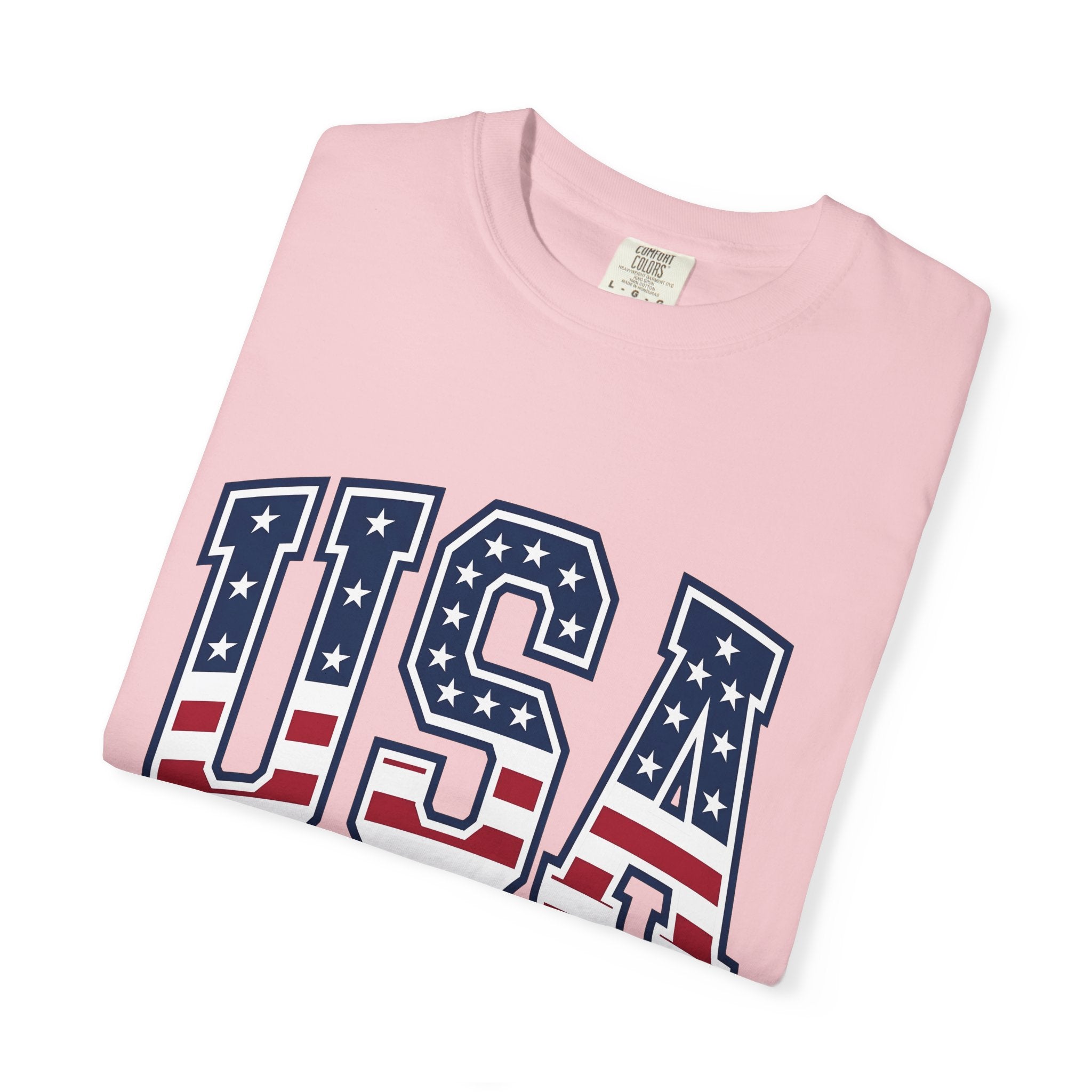 Usa Flag Letters Shirt 4th Of July Patriotic Gift Women Bold Tee American Flag T-Shirt Independence Day Enthusiast Typography Tshirt